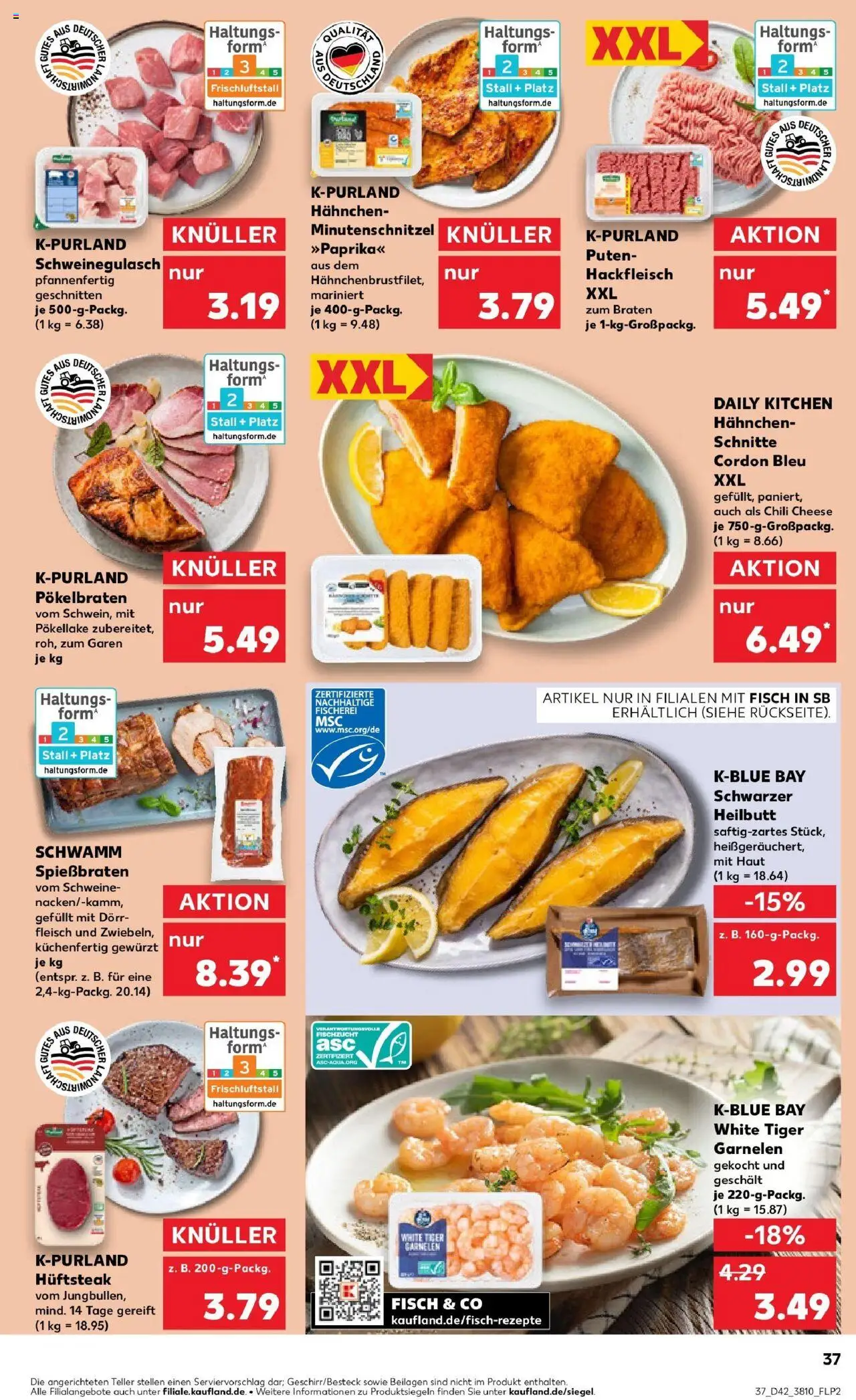 Kaufland prospekt Zeulenroda	 – gültig ab 19.10.2025 | Seite: 37 | Produkte: Schweinegulasch, Garnelen, Fisch, Tiger garnelen