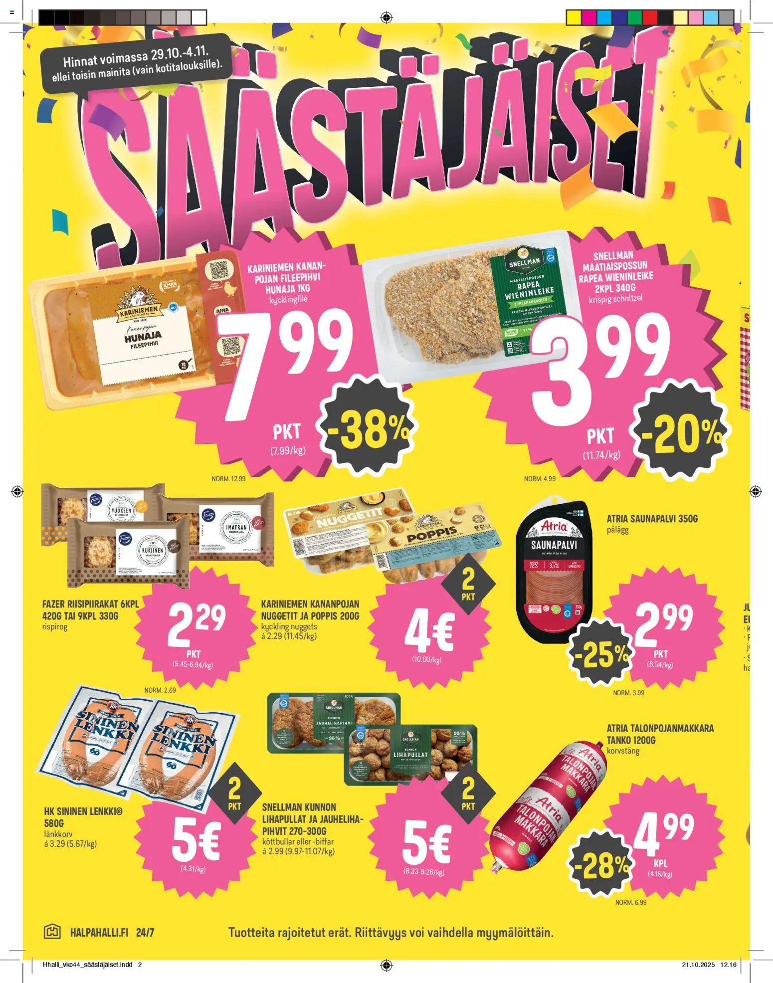 Halpa Halli tarjoukset – voimassa 29.10.2025 alkaen | Sivu: 2 | Tuotteet: Jauheliha, Makkara, Voi, Hunaja