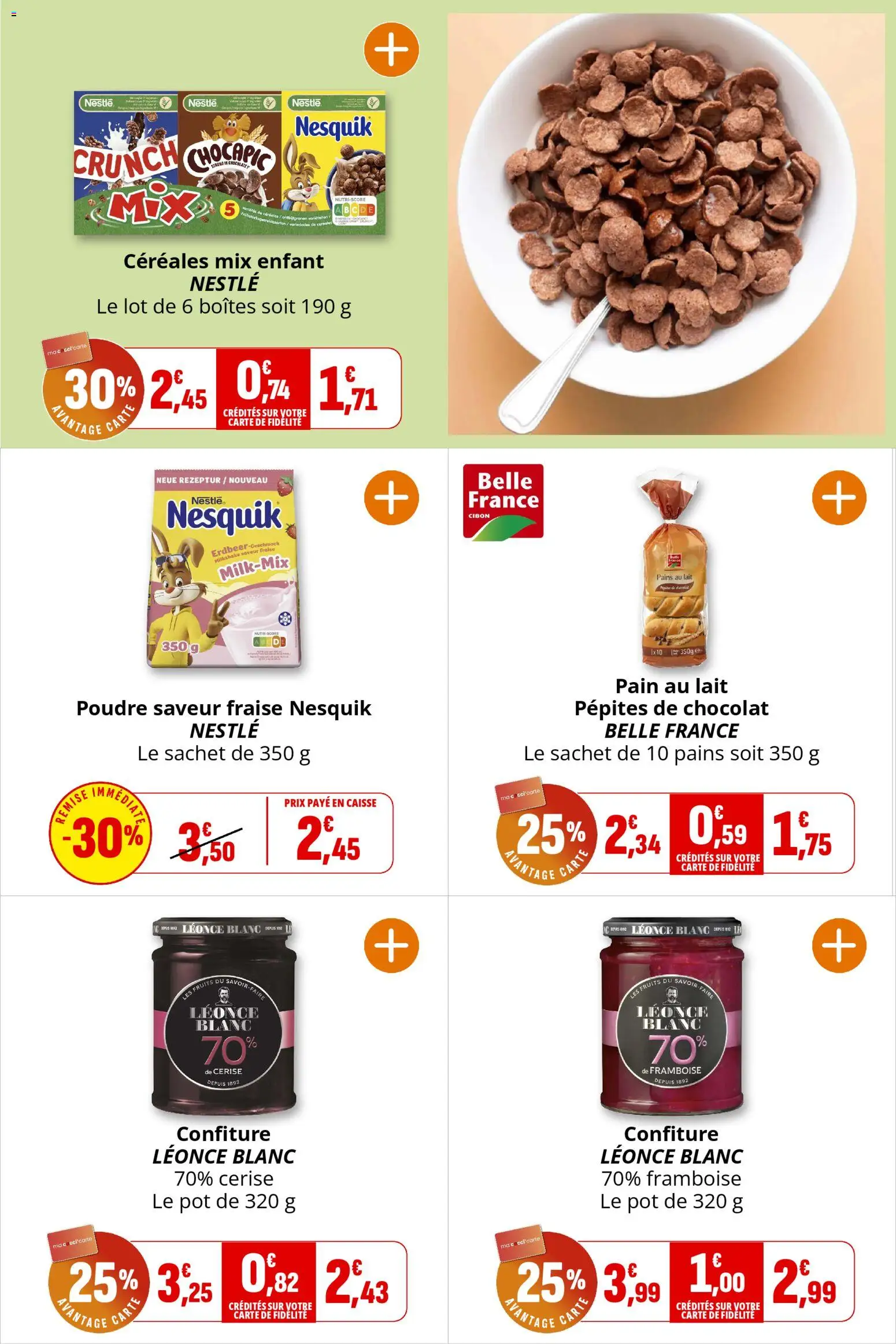 {H1} | Page: 23 | Produits: Chocapic, Confiture Léonce Blanc, Lait, Chocolat