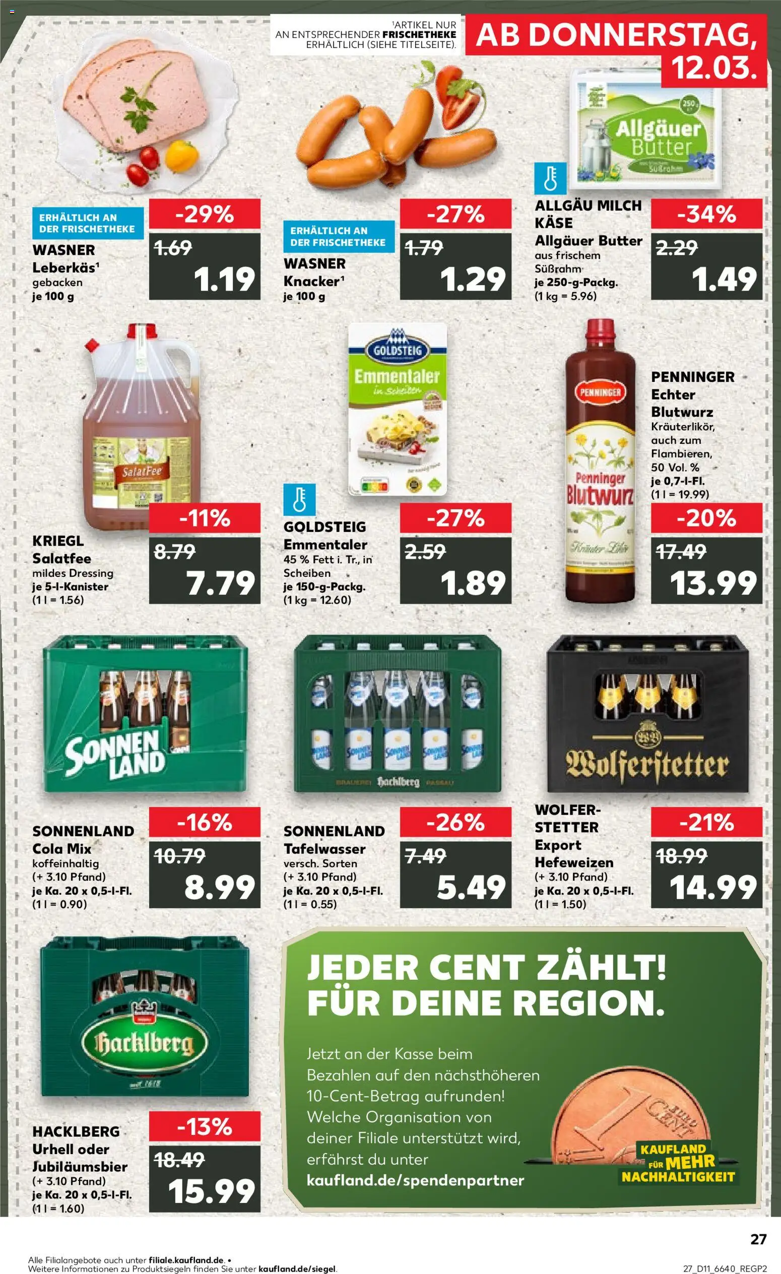 Kaufland Německo leták od 12.03.2026 | Strana: 27 | Produkty: Kaše, Cola