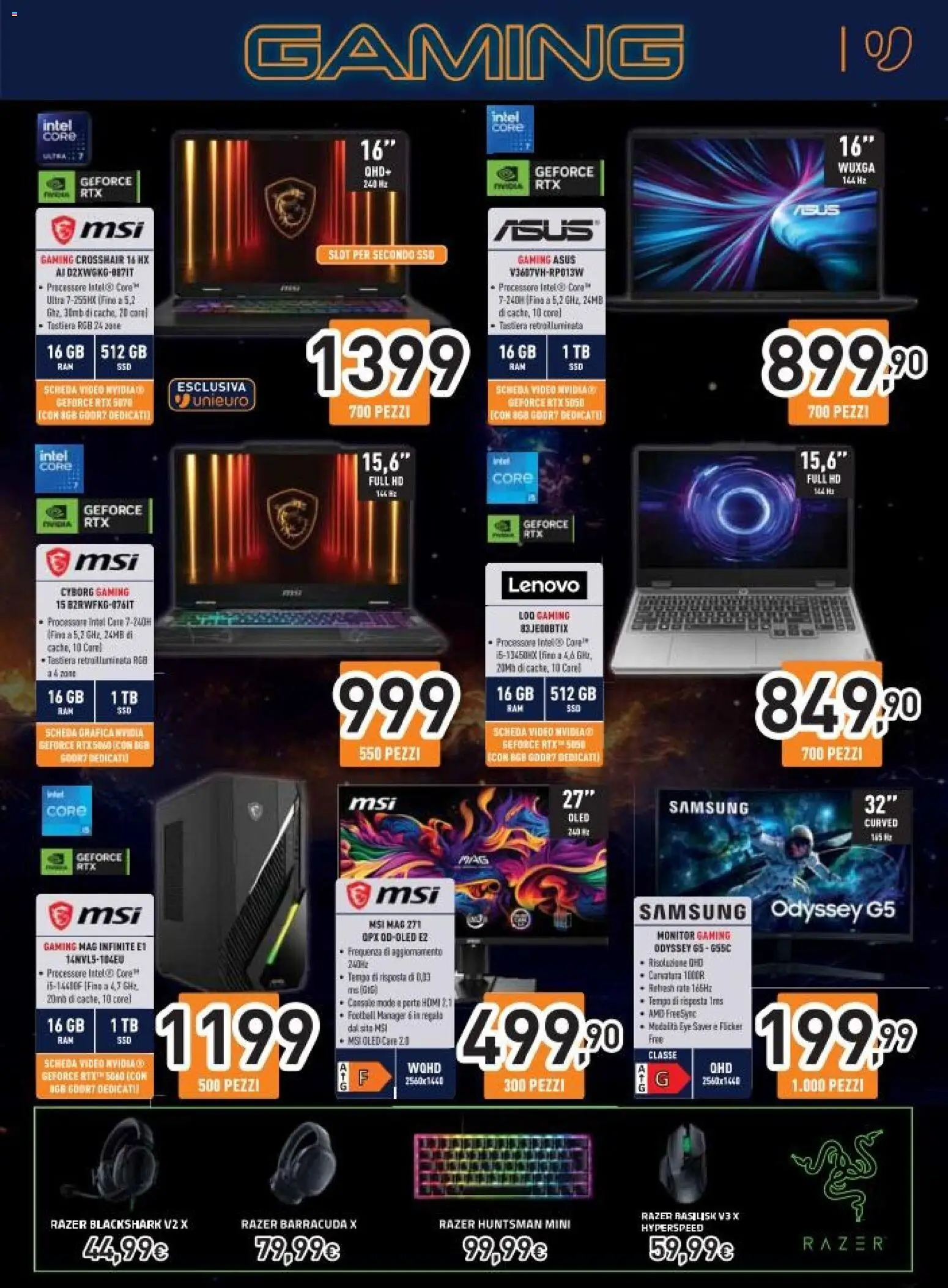 Volantino Unieuro del 26.11.2025 | Pagina: 21 | Prodotti: Monitor, Tastiera, Video, Samsung