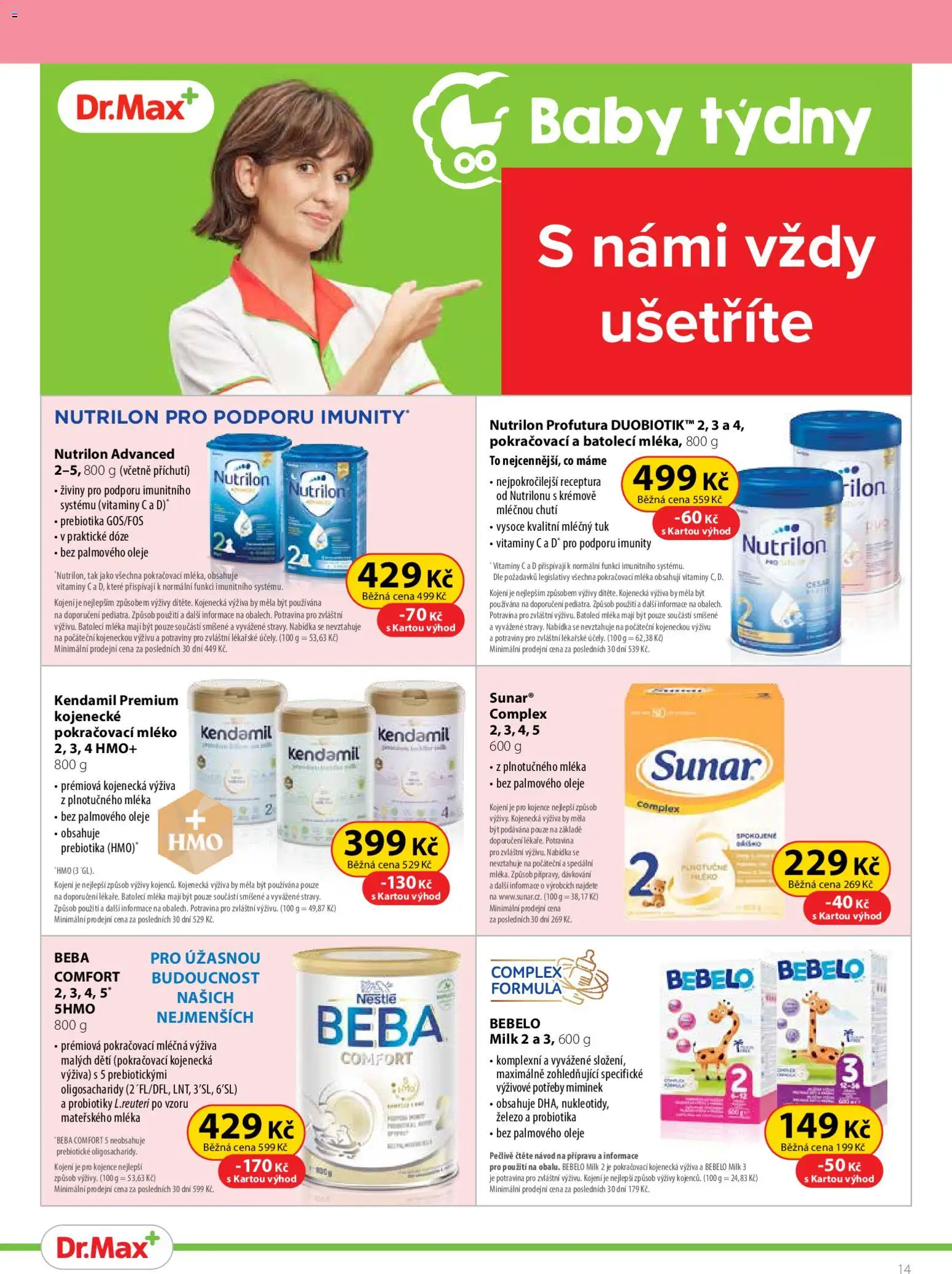 Dr. Max leták od 01.11.2025 | Strana: 14 | Produkty: Mléko, Sunar, Beba, Nutrilon