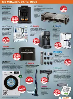 V-Markt - Hallertau / Oberpfalz ab 27.12.2025 gültig | Seite: 19 | Produkte: Kaffeemaschine, Haartrockner, Waschmaschine, Raclette