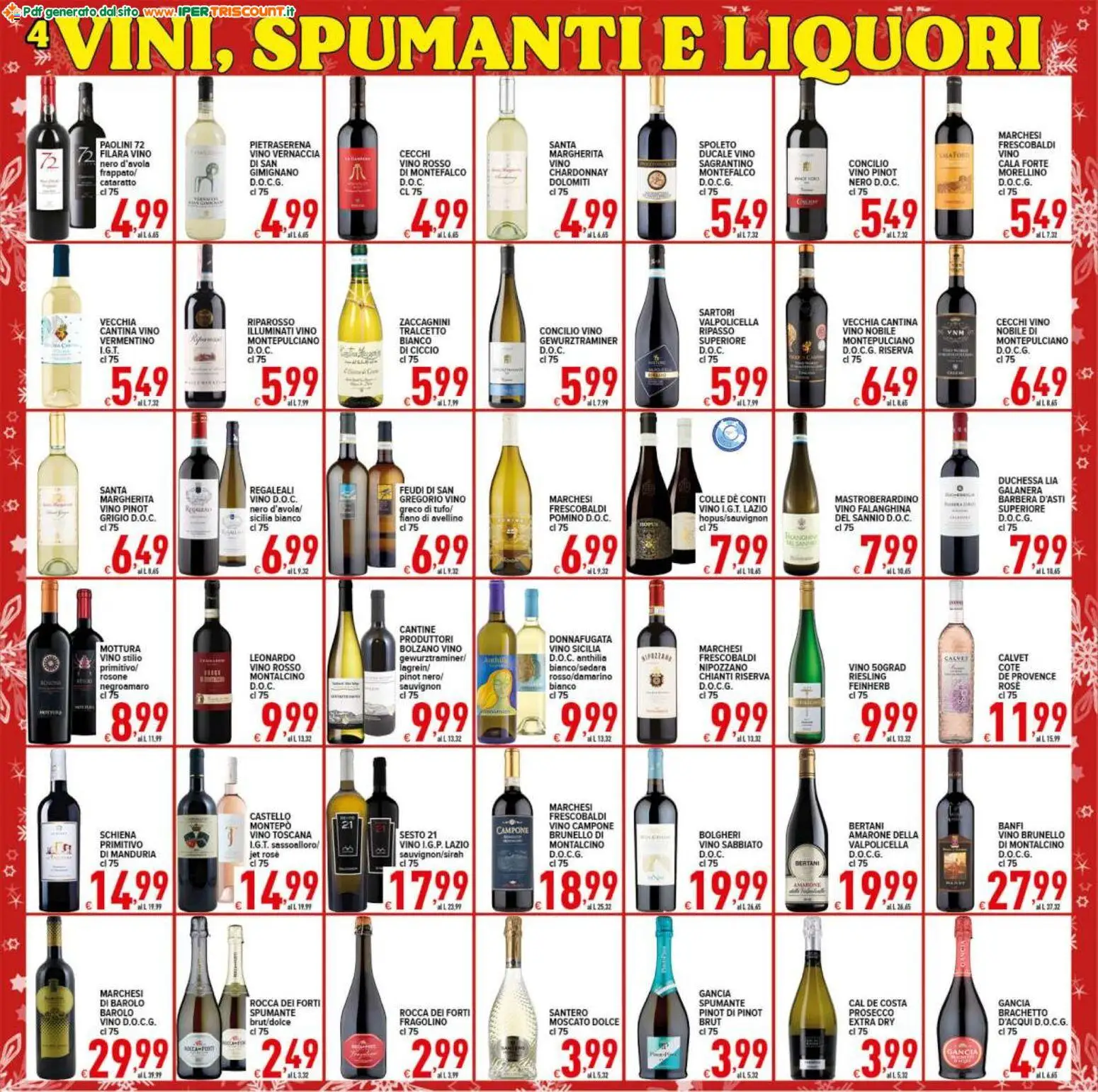 Volantino Ipertriscount del 16.12.2025 | Pagina: 4 | Prodotti: Prosecco, Vino, Spumante, Vino rosso