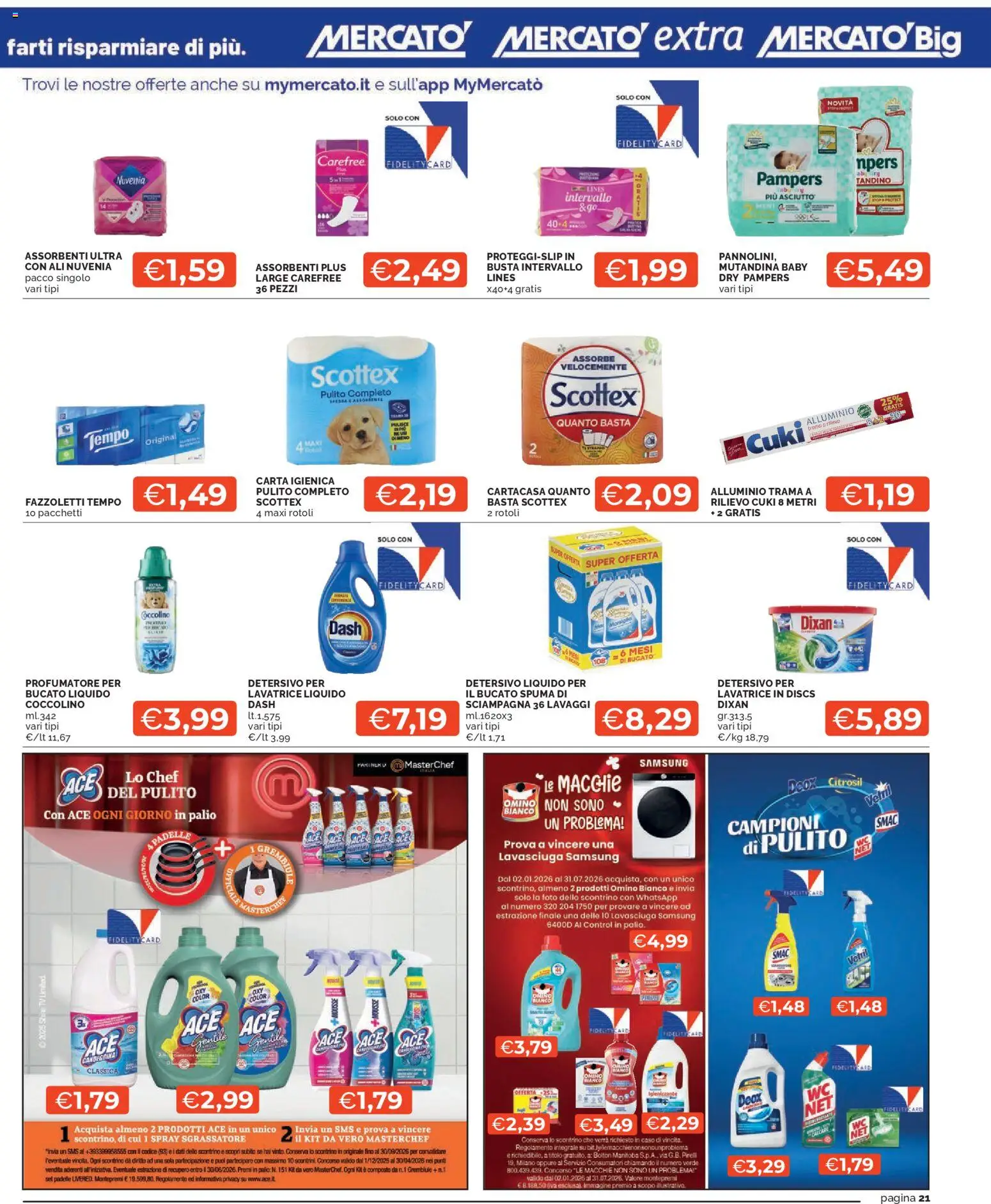 Volantino Mercatò del 07.04.2026 | Pagina: 21 | Prodotti: Carta igienica, Lavasciuga, TV, Samsung
