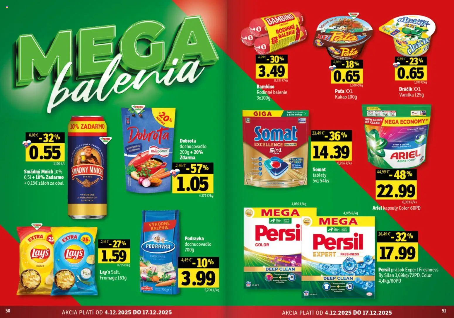 Nové Fresh akcie – leták je platný od 04.12.2025 | Strana: 26 | Produkty: Persil, Silan, Smädný Mních, Ariel