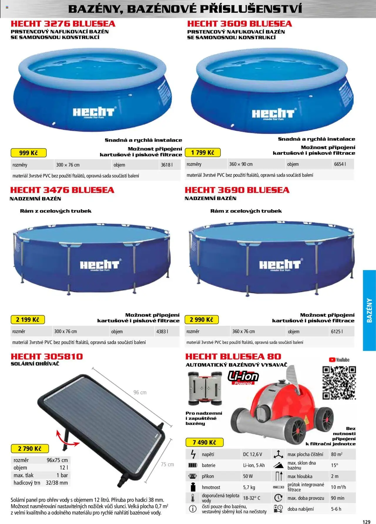 Hecht katalog - Jaro-léto 2025 od 22.04.2025 | Strana: 129 | Produkty: Bazény, Vysavač, Bazénový vysavač, Baterie