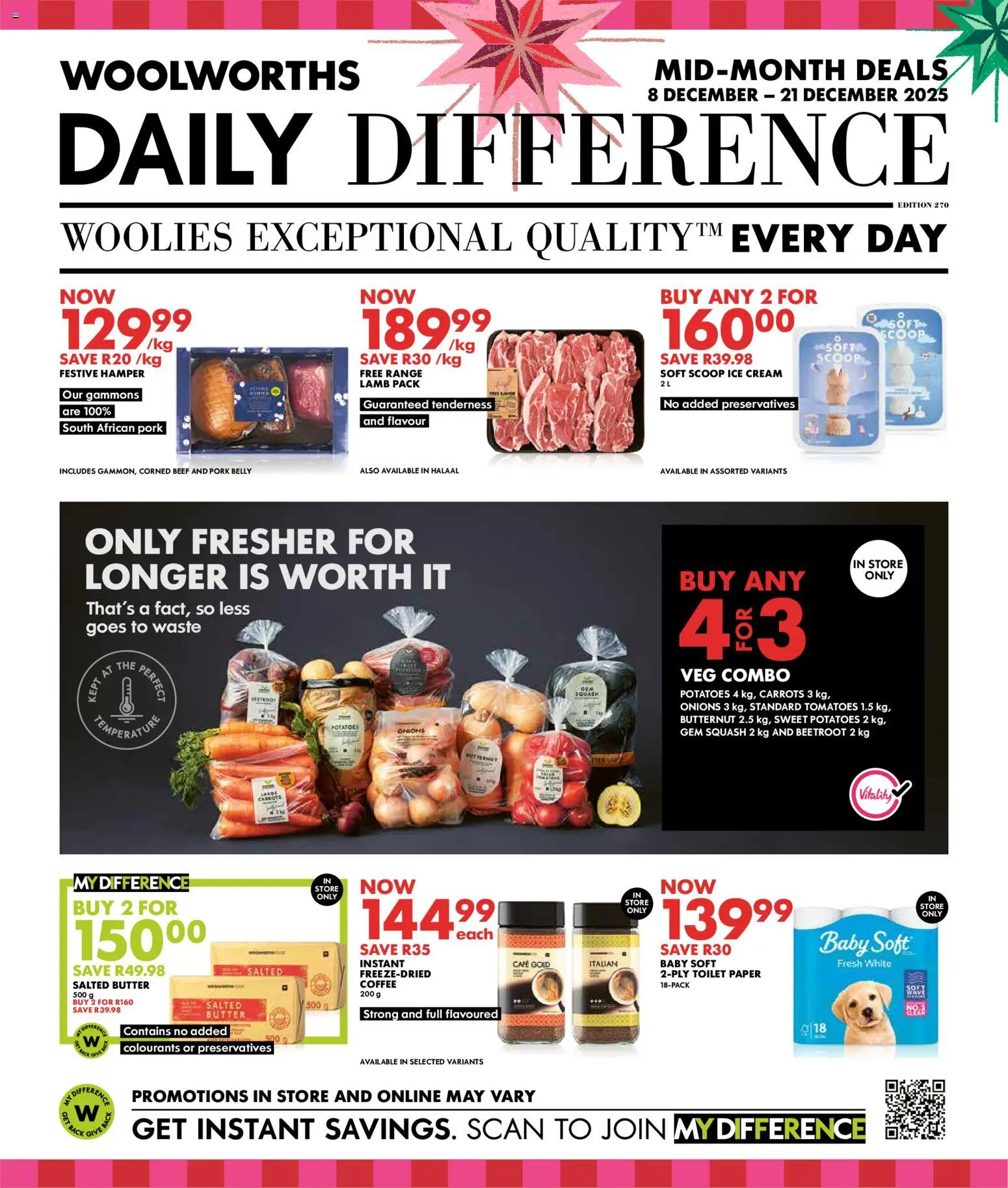 New Woolworths catalogue – valid from 08.12.2025 | Page: 1 | Products: Squash, Desmaquilante, Carrots, Ice cream