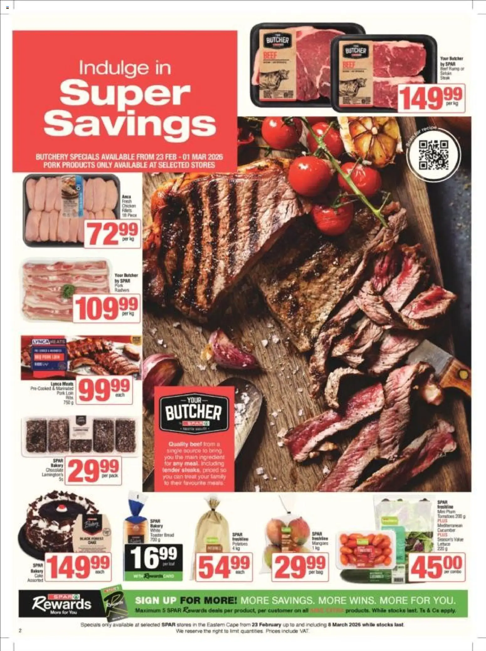 New Spar catalogue – valid from 23.02.2026 | Page: 11 | Products: Bread, Pork, Beef, Potatoes