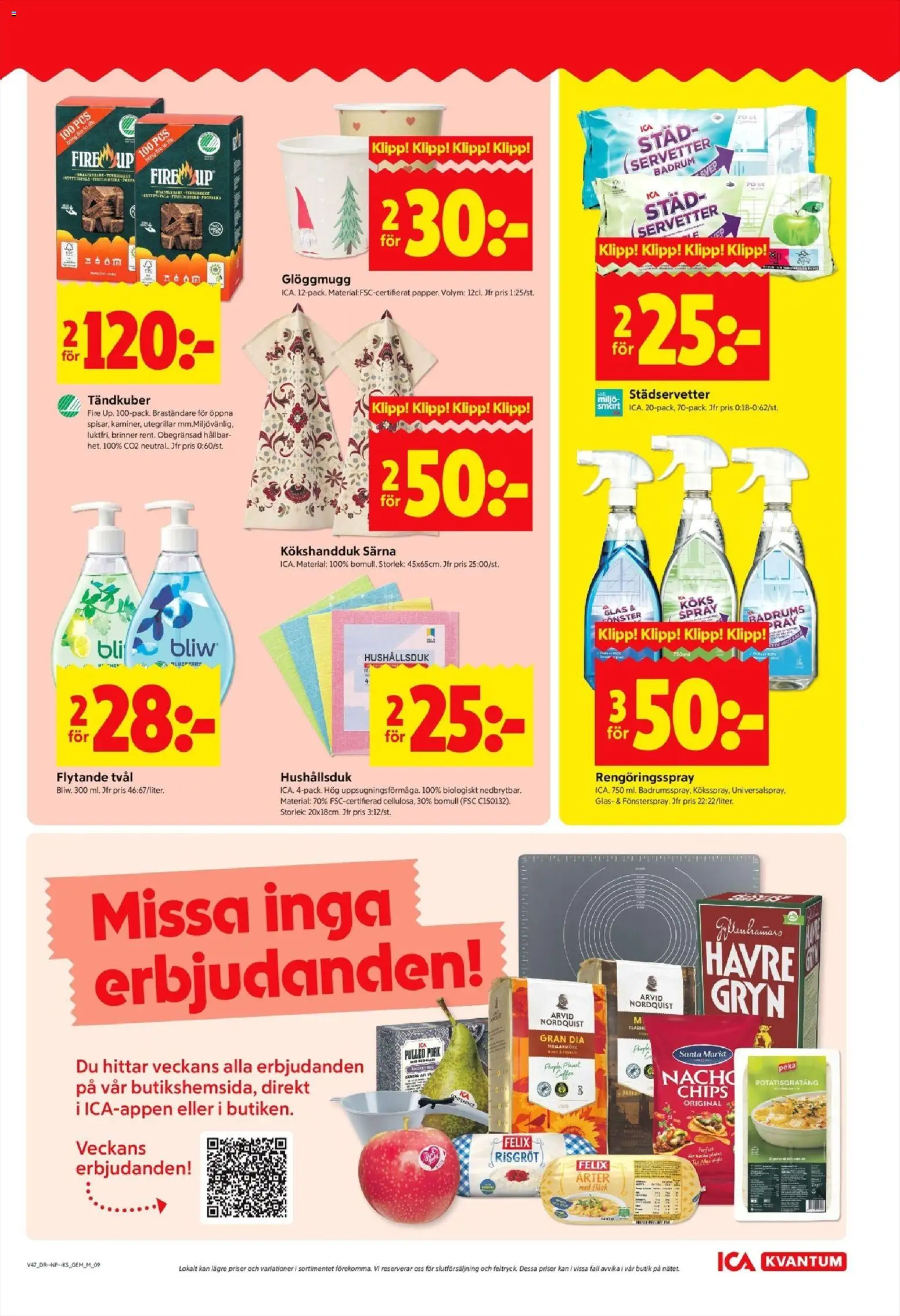 ICA Kvantum reklamblad aktuell från 17.11.2025 | Sida: 8 | Produkter: Tvål, Potatisgratäng, Rengöringsspray, Servetter