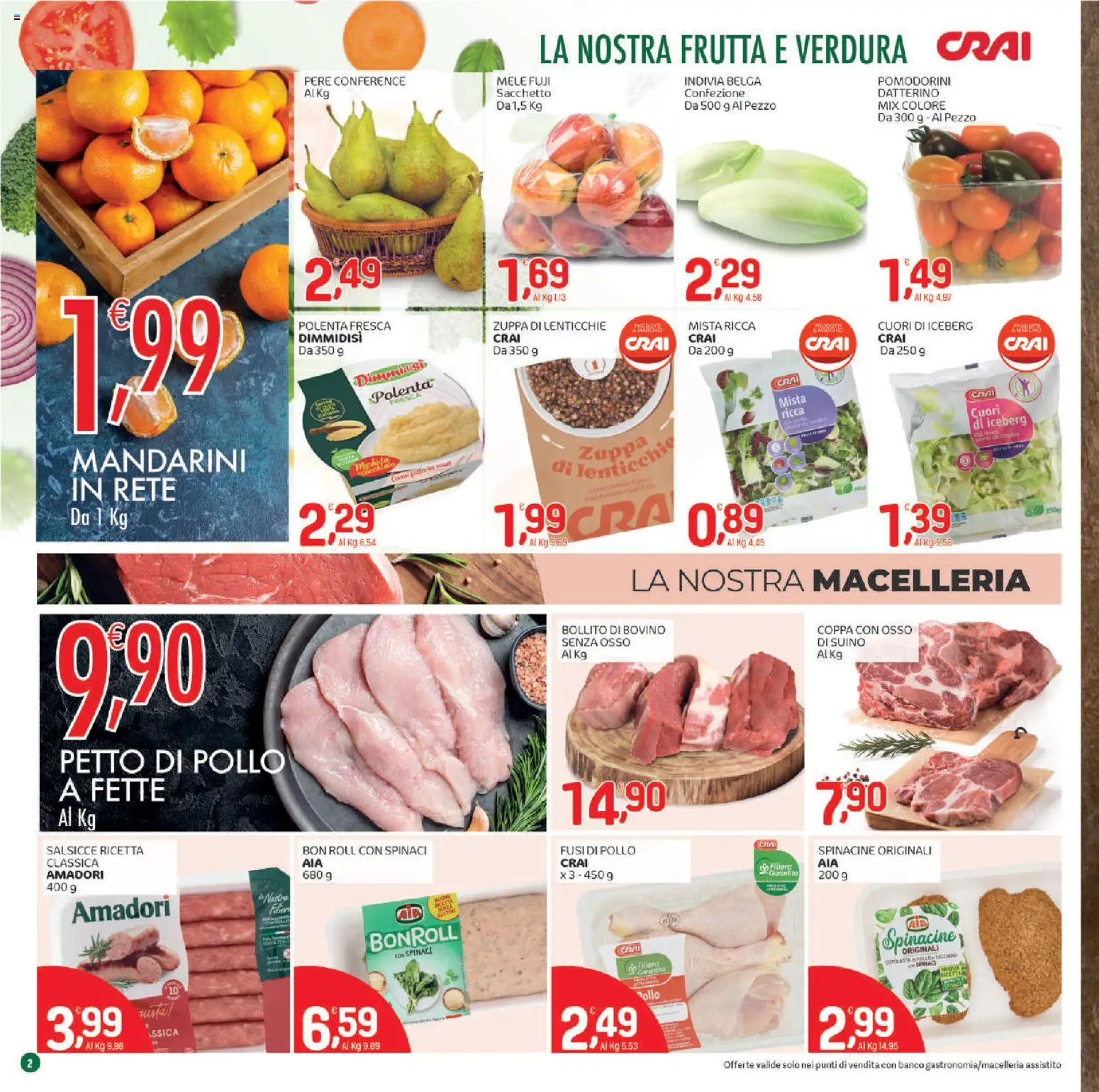 Volantino CRAI del 02.01.2026 | Pagina: 2 | Prodotti: Pomodorini, Pollo, Mele, Spinaci