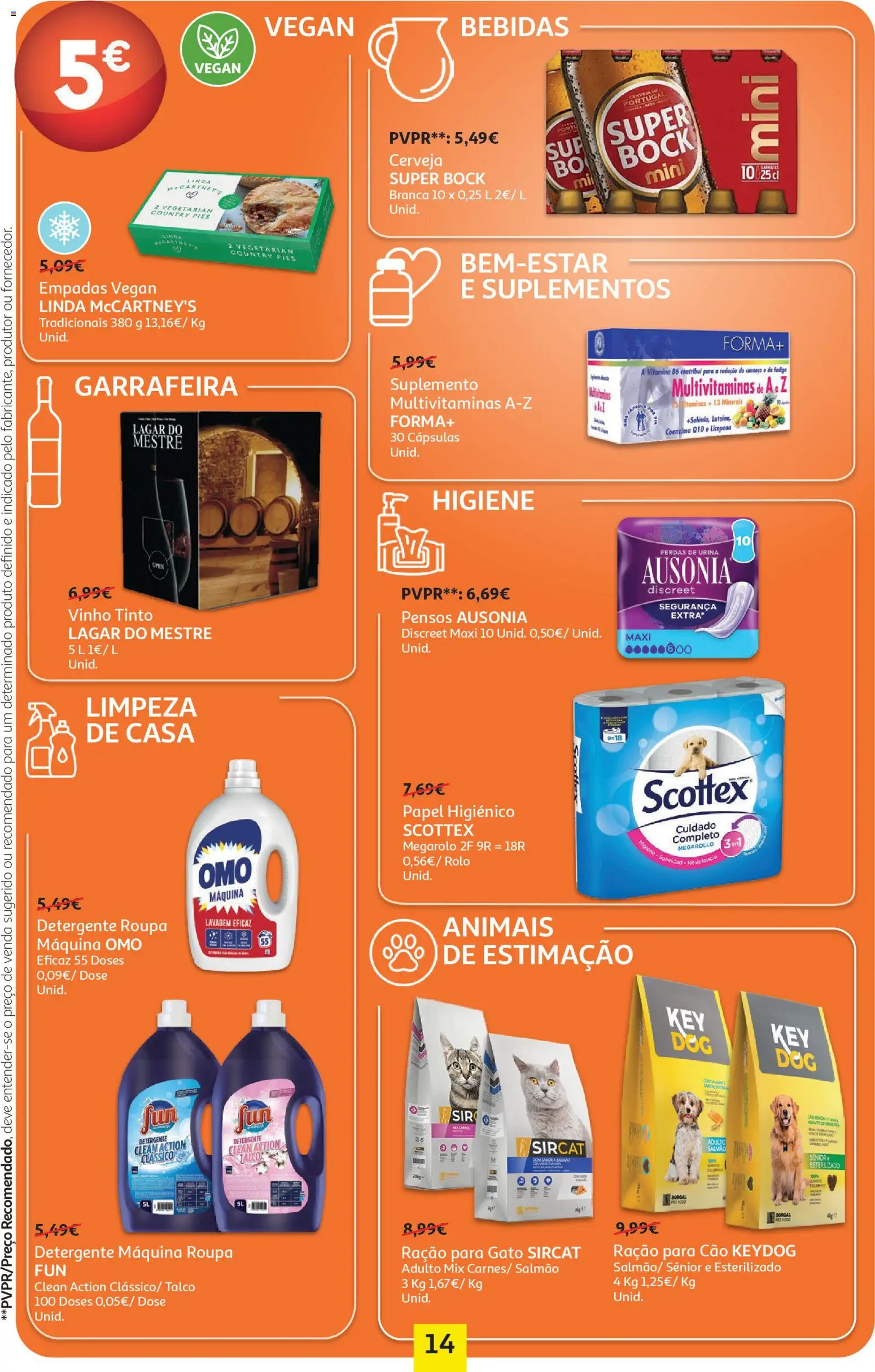 Auchan - Preços Redondos - Pet │ válido de 27.01.2026 | Página: 14 | Produtos: Super bock, Detergente, Vinho, Cerveja