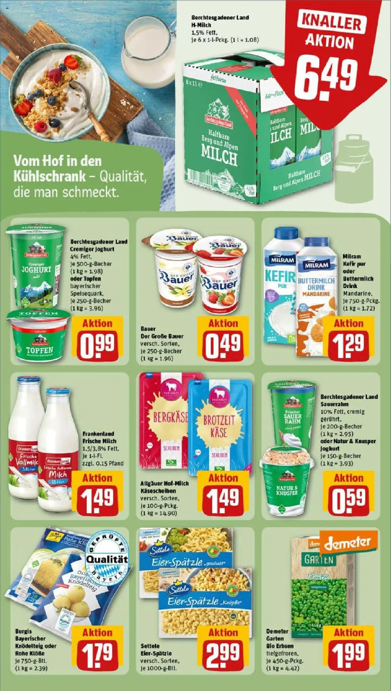 Rewe prospekt Hilpoltstein	 - gültig ab dem 24.08.2025 | Seite: 19 | Produkte: Milch, Käse, Kühlschrank, Erbsen