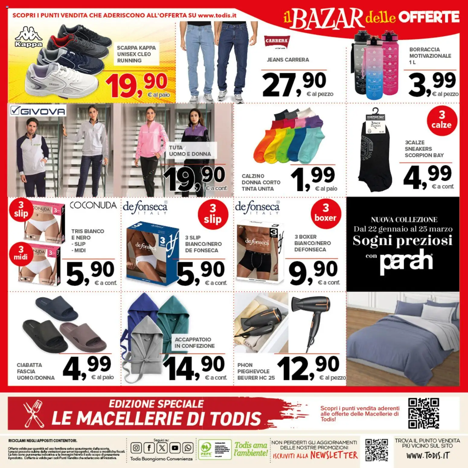 Volantino Todis del 05.03.2026 | Pagina: 24 | Prodotti: Boxer, Sneakers, Jeans, Borraccia