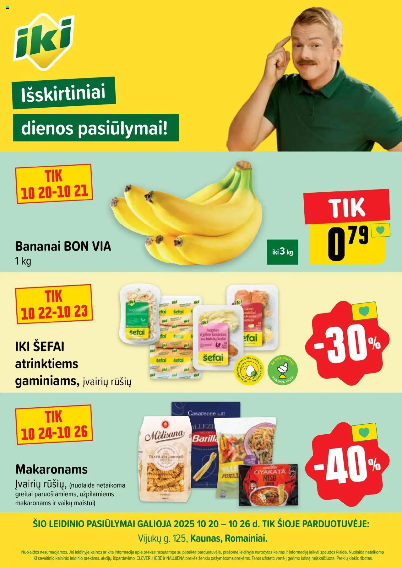 IKI akcijos nuo 20.10.2025 | Puslapis: 1 | Prekių: Košė, Bananai