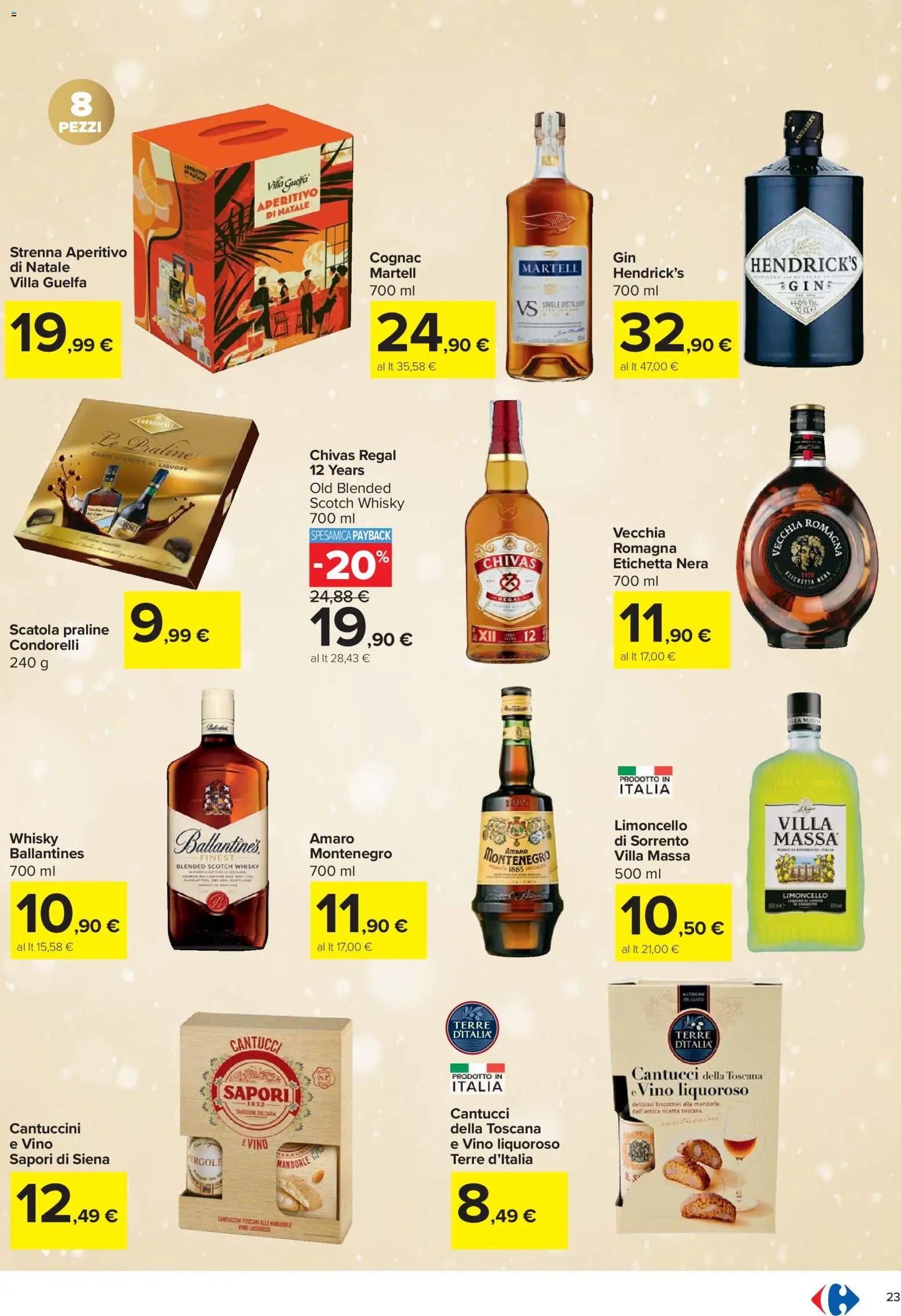 Volantino Carrefour del 27.11.2025 | Pagina: 23 | Prodotti: Mandorle, Limoncello, Liquore, Aperitivo