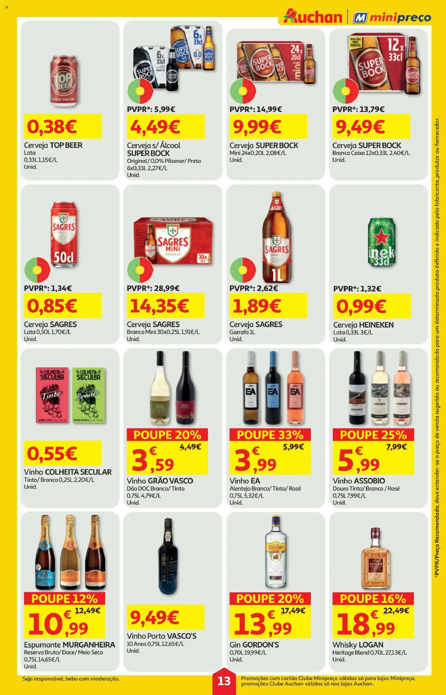 Minipreço folheto │ válido de 19.03.2026 | Página: 13 | Produtos: Espumante, Top, Super bock, Caixa