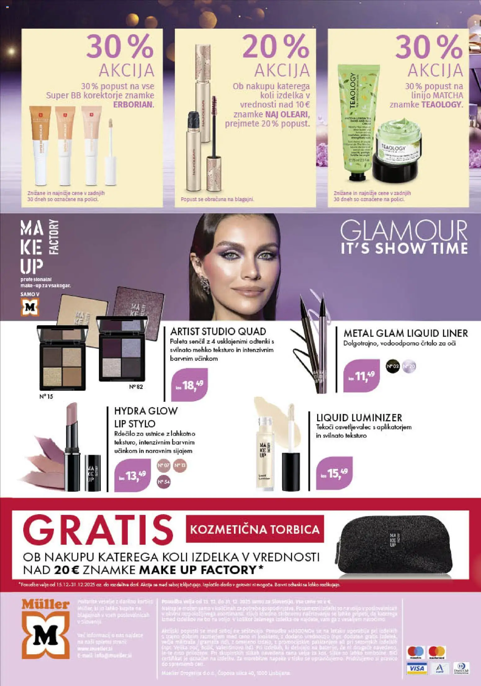 Novi Müller katalog ponudbe – veljaven od 15.12.2025 | Stran: 4 | Izdelki: Paleta senčil, Crtalo za oci, Rdecilo za ustnice, Torbica