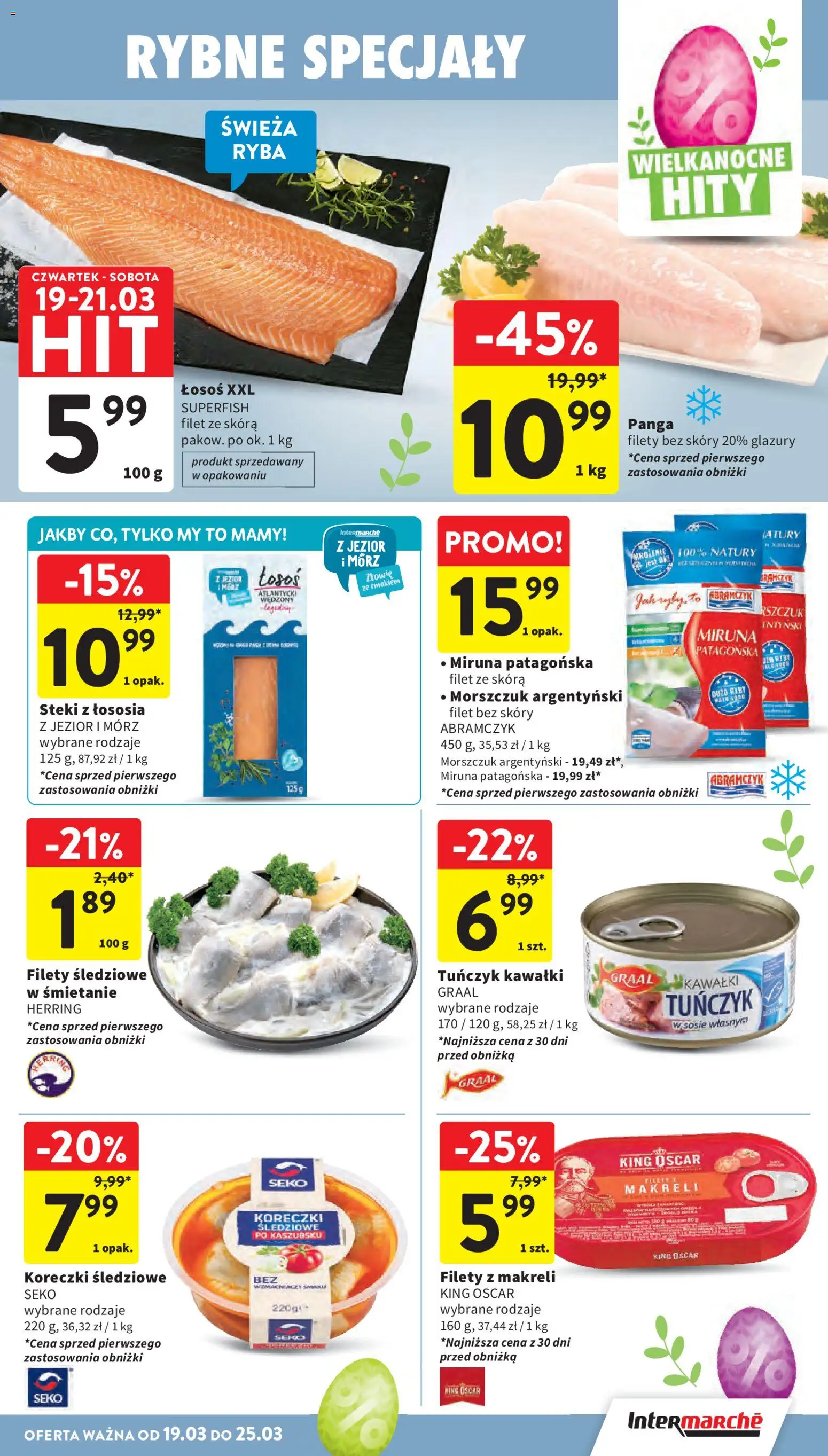 Intermarche gazetka od 19.03.2026 | Strona: 27 | Produkty: Miruna, Łosoś, Morszczuk, Ryba