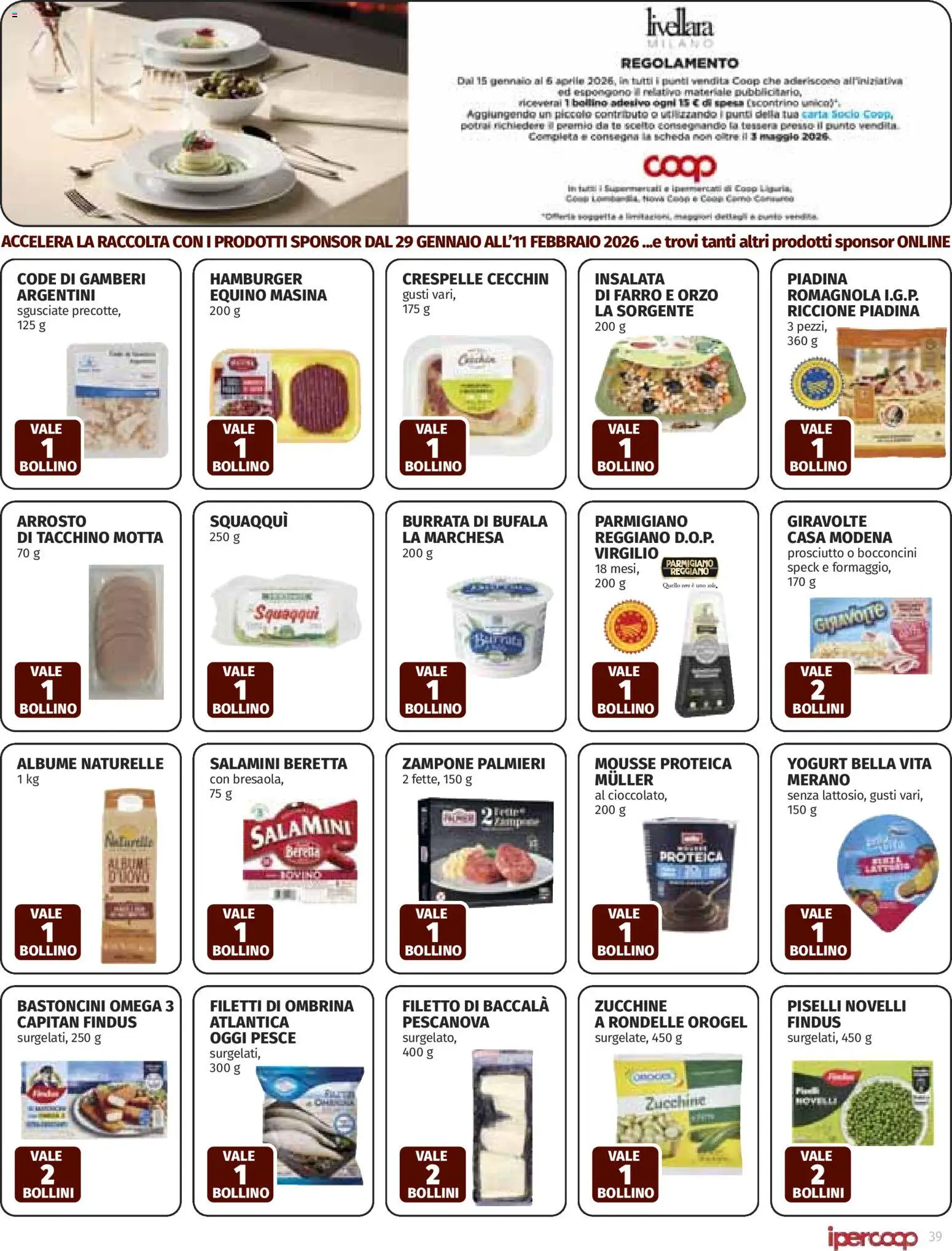 Volantino Ipercoop del 29.01.2026 | Pagina: 39 | Prodotti: Speck, Piselli, Parmigiano, Burrata