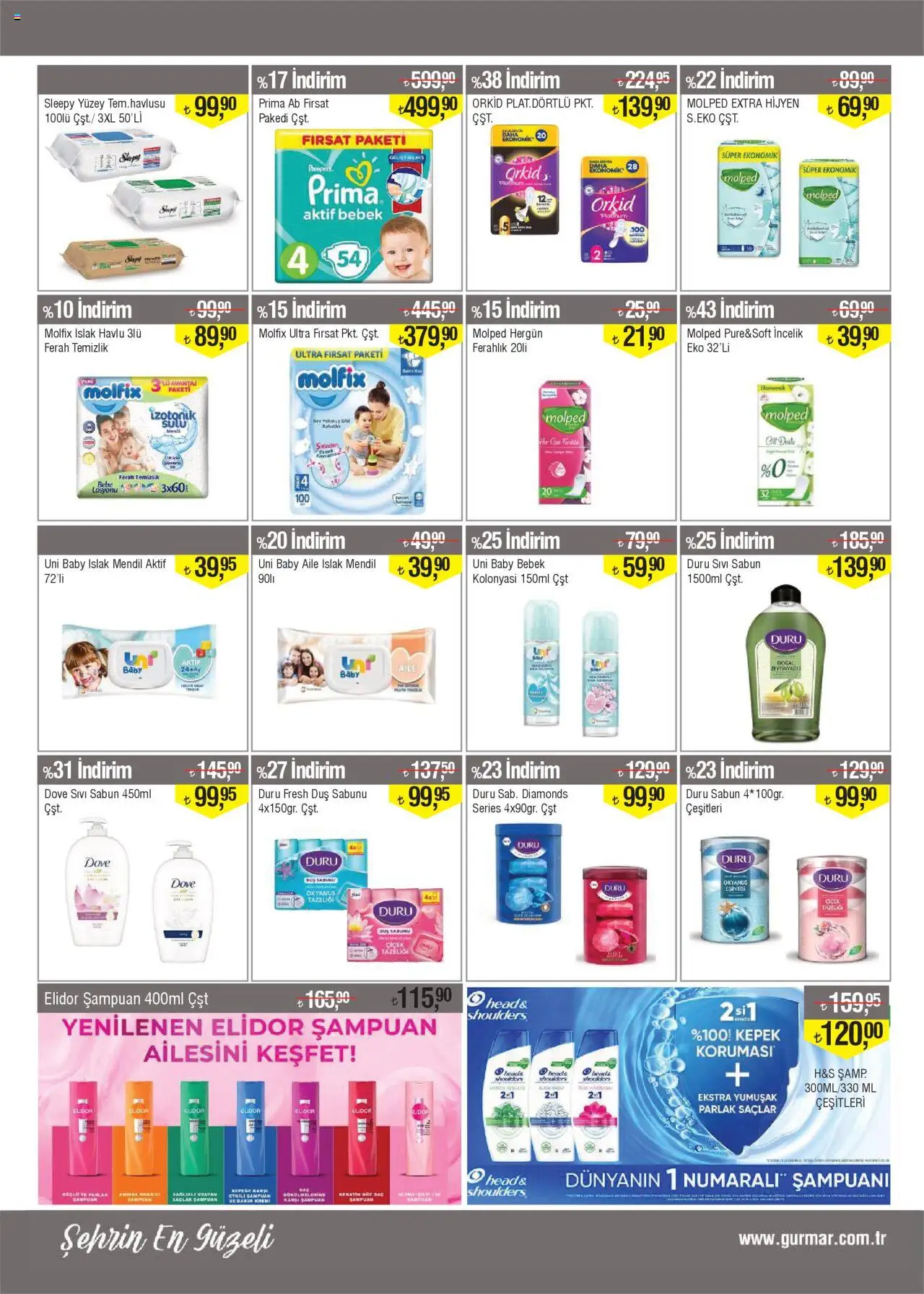 Gürmar - Katalog - 16.10.2025 tarihinden itibaren geçerlidir | Sayfa: 13 | Ürünler: Duş, Mendil, Şampuan, Sabun