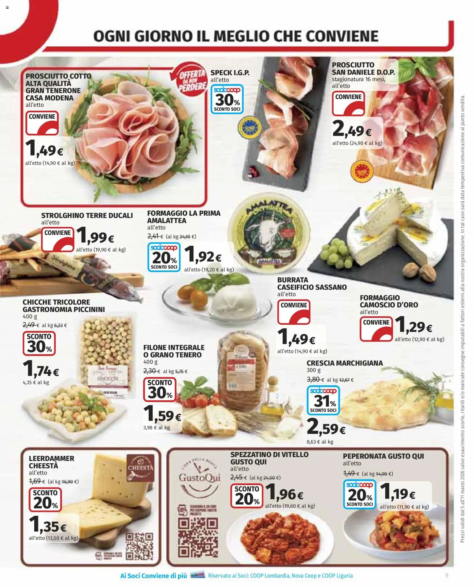Volantino COOP del 05.03.2026 | Pagina: 9 | Prodotti: Prosciutto Cotto, Data, Vitello, Burrata