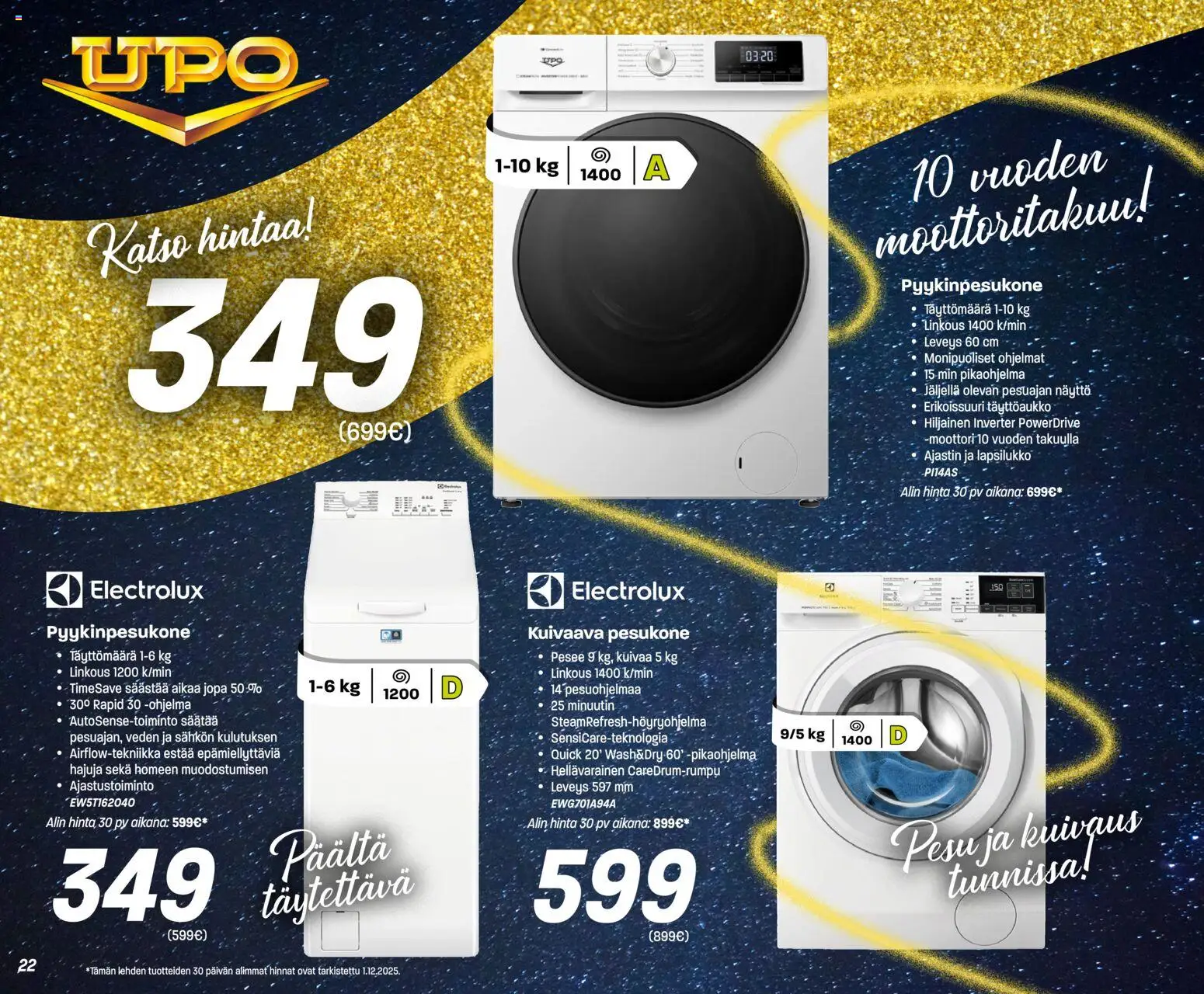 Veikon Kone tarjoukset – voimassa 08.12.2025 alkaen | Sivu: 22 | Tuotteet: Pesukone, Kuivaava pesukone, Näyttö