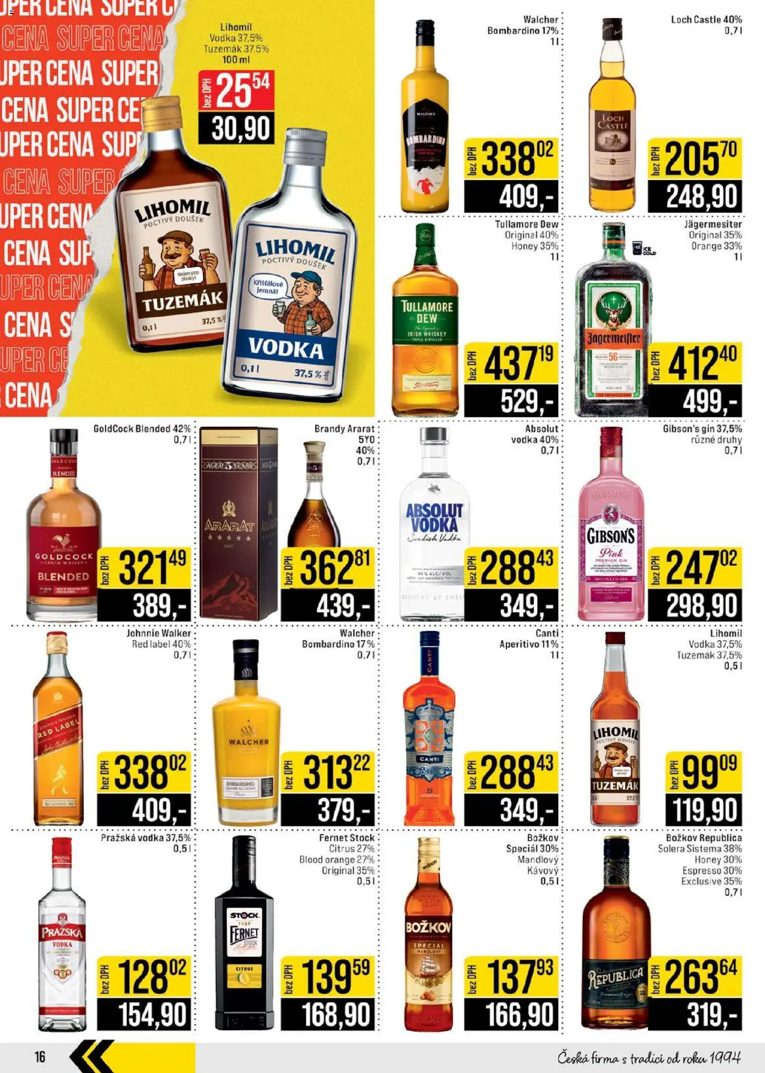 Jip leták - Cash & Carry od 14.01.2026 | Strana: 16 | Produkty: Gin, Bombardino, Brandy, Aperitivo