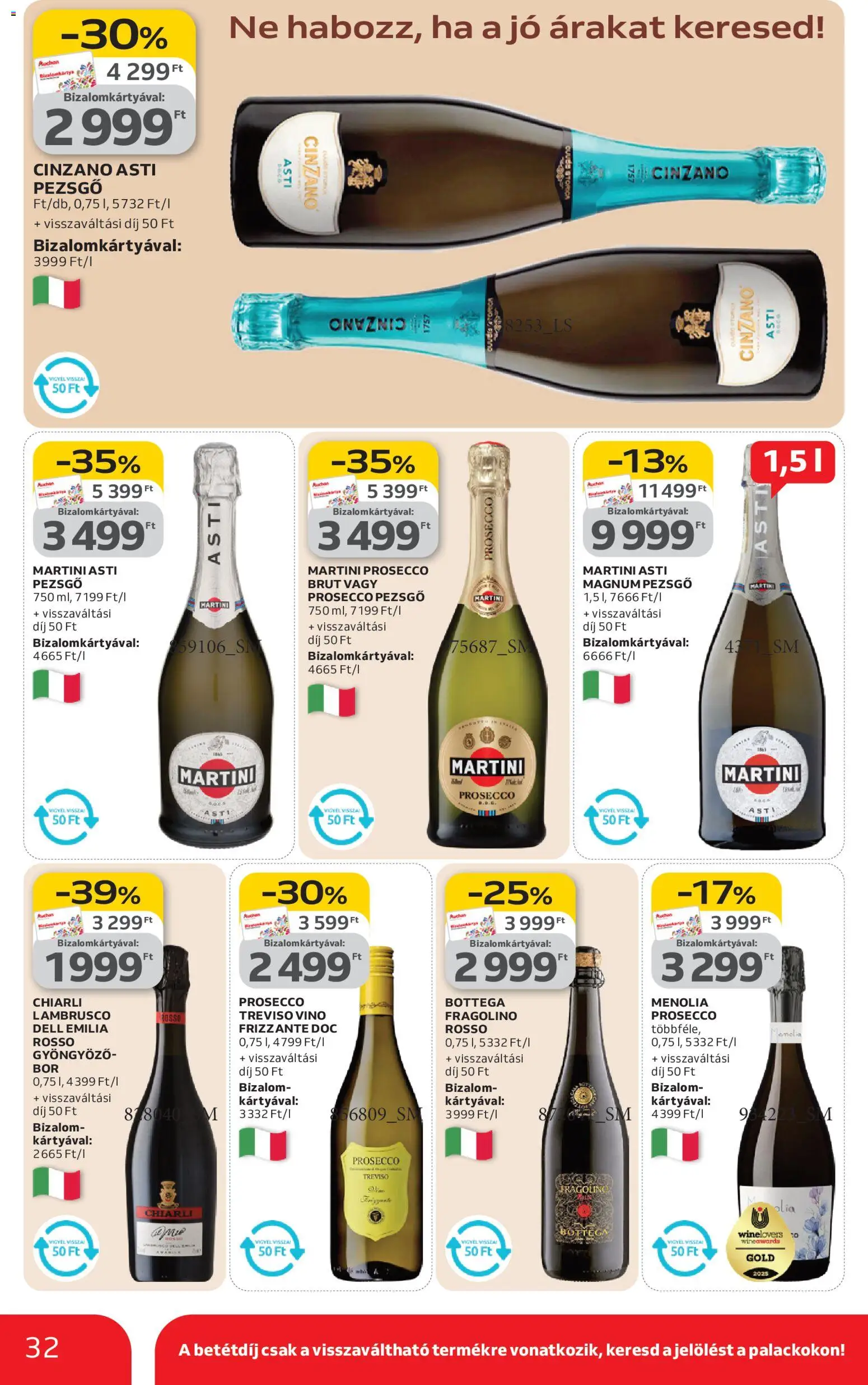 Auchan akciós ujság - amely érvényes a következő dátumtól: 19.02.2026 | Oldal: 32 | Termékek: Magnum, Pezsgő