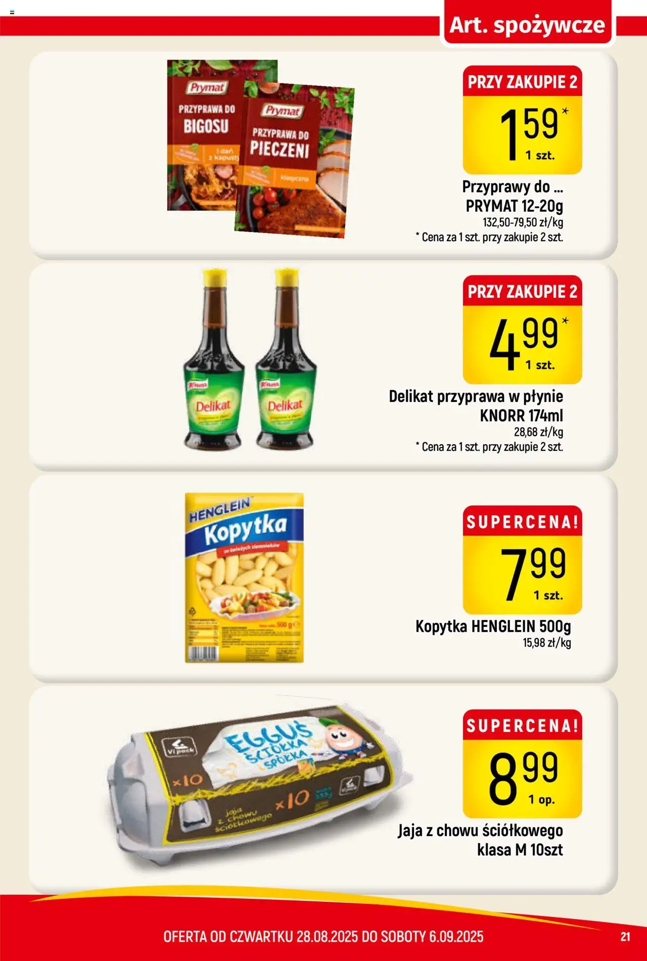 Piotruś Pan Gazetka od 28.08.2025 | Strona: 21 | Produkty: Kopytka, Przyprawy, Jaja