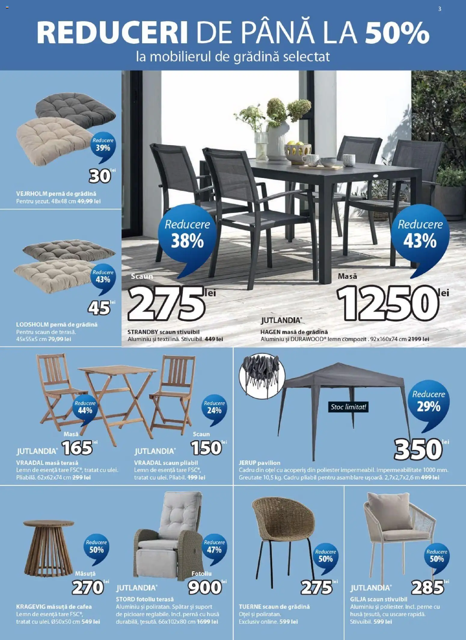 Noul catalog JYSK – valabil de la 19.03.2026 | Pagină: 3 | Produse: Pernă, Masă, Scaun, Pavilion