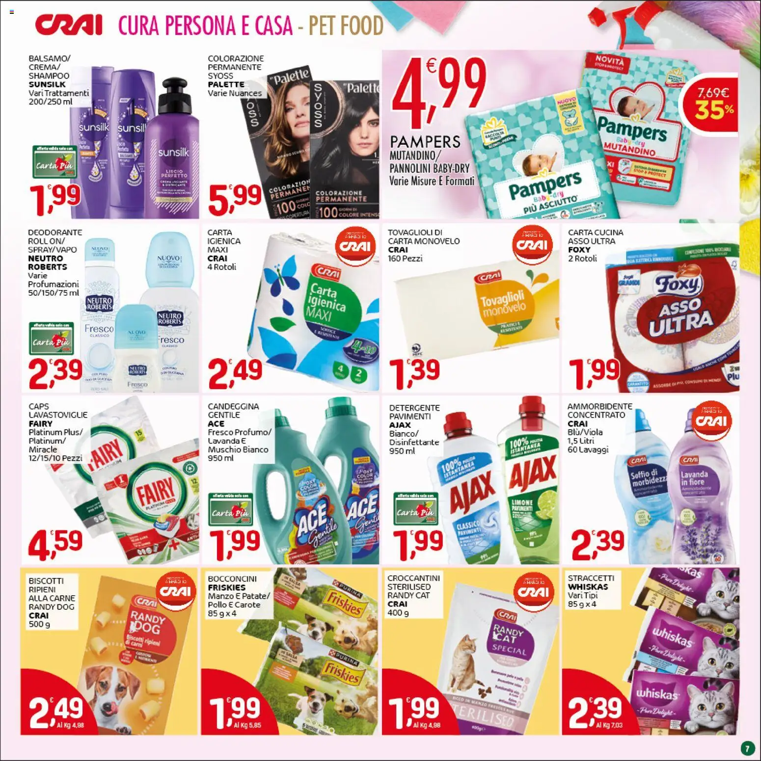 Volantino CRAI volantino Torino del 19.03.2026 | Pagina: 7 | Prodotti: Deodorante, Candeggina, Biscotti, Pampers