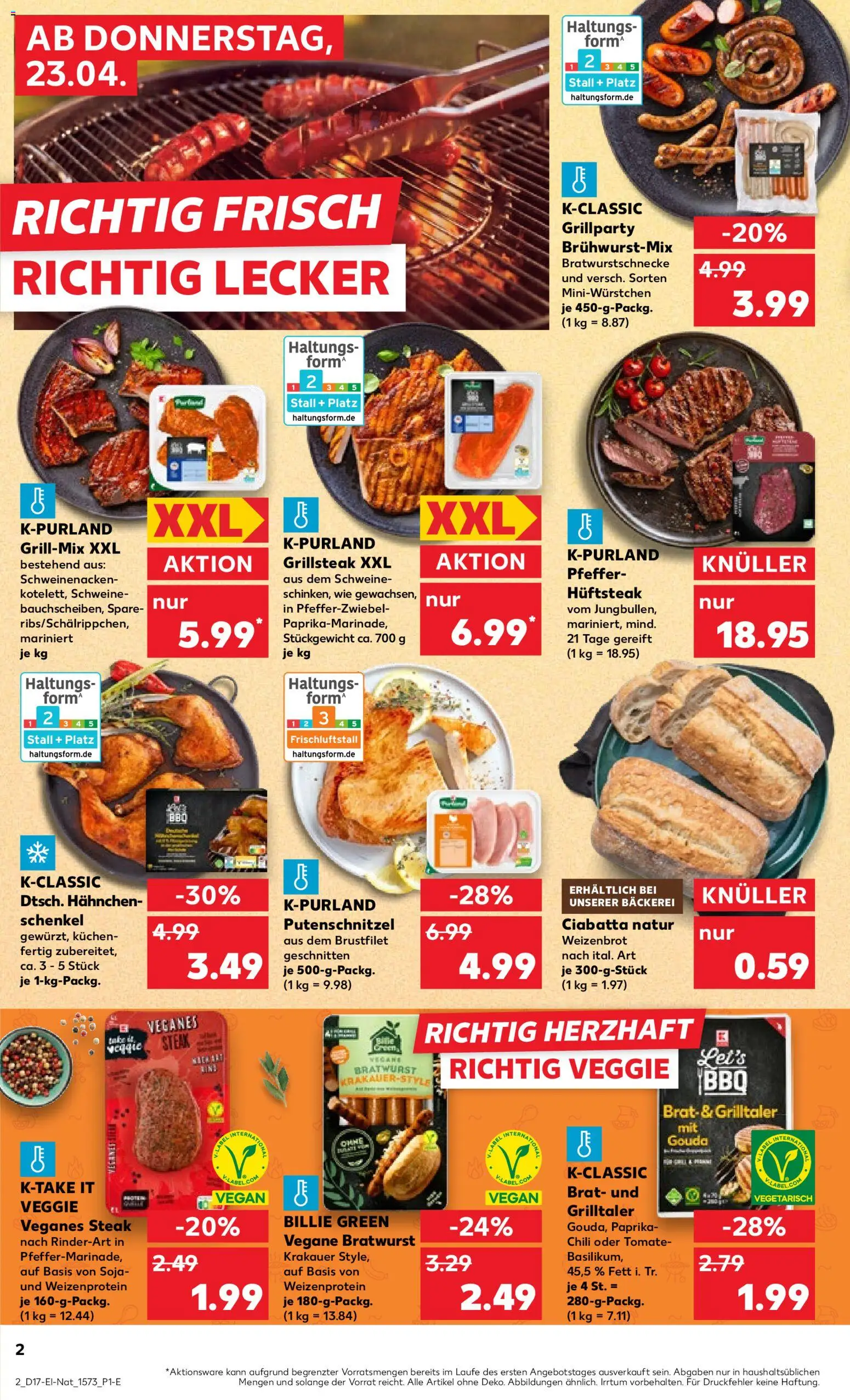 Kaufland Prospekt Potsdam	 – gültig ab 23.04.2026 | Seite: 2 | Produkte: Bäckerei, Putenschnitzel, Pfeffer, Chili