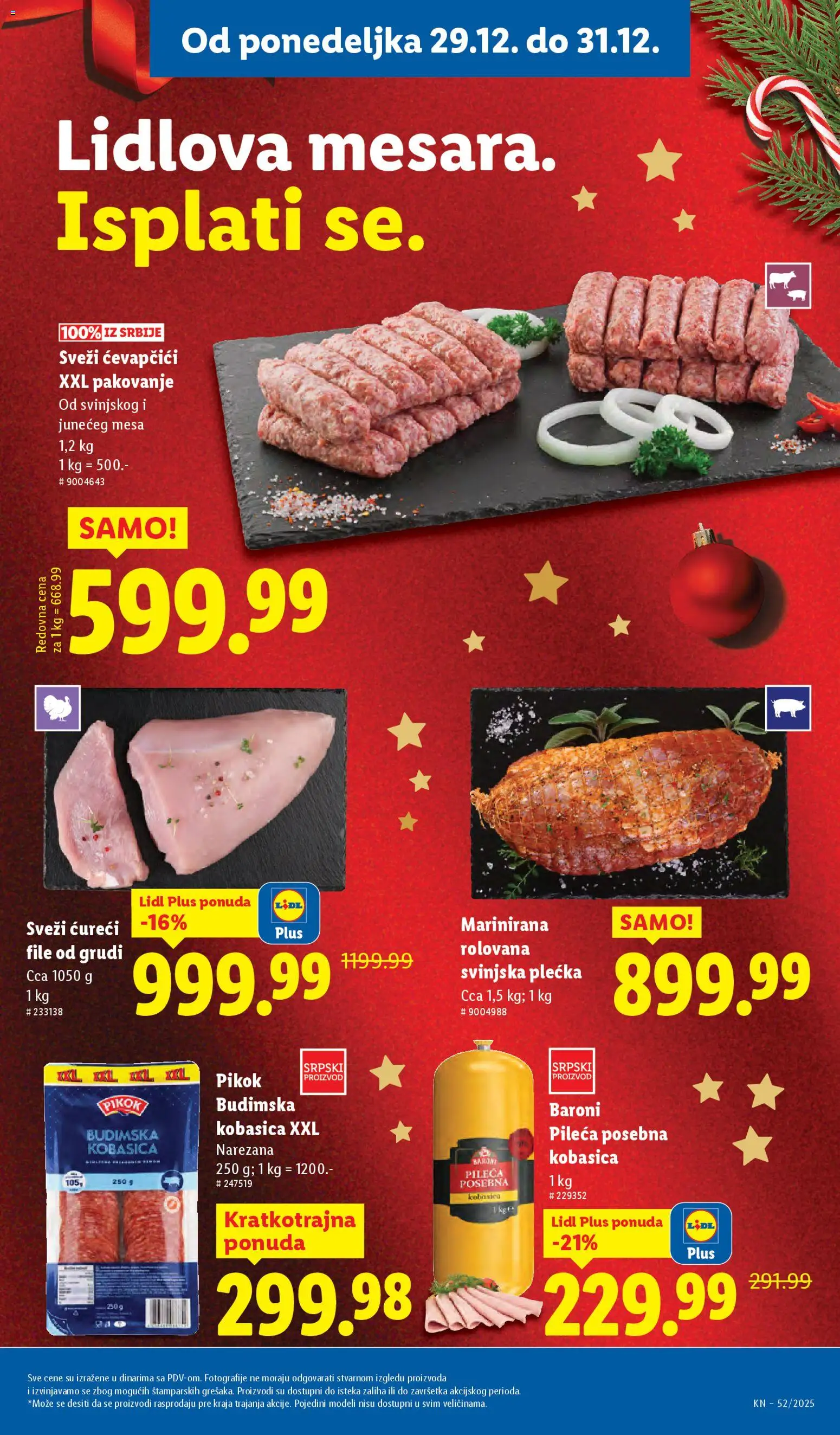 Lidl katalog - važi od 25.12.2025 | Strana: 79 | Proizvode: Budimska kobasica, Ćureći file, Pakovanje, Kobasica