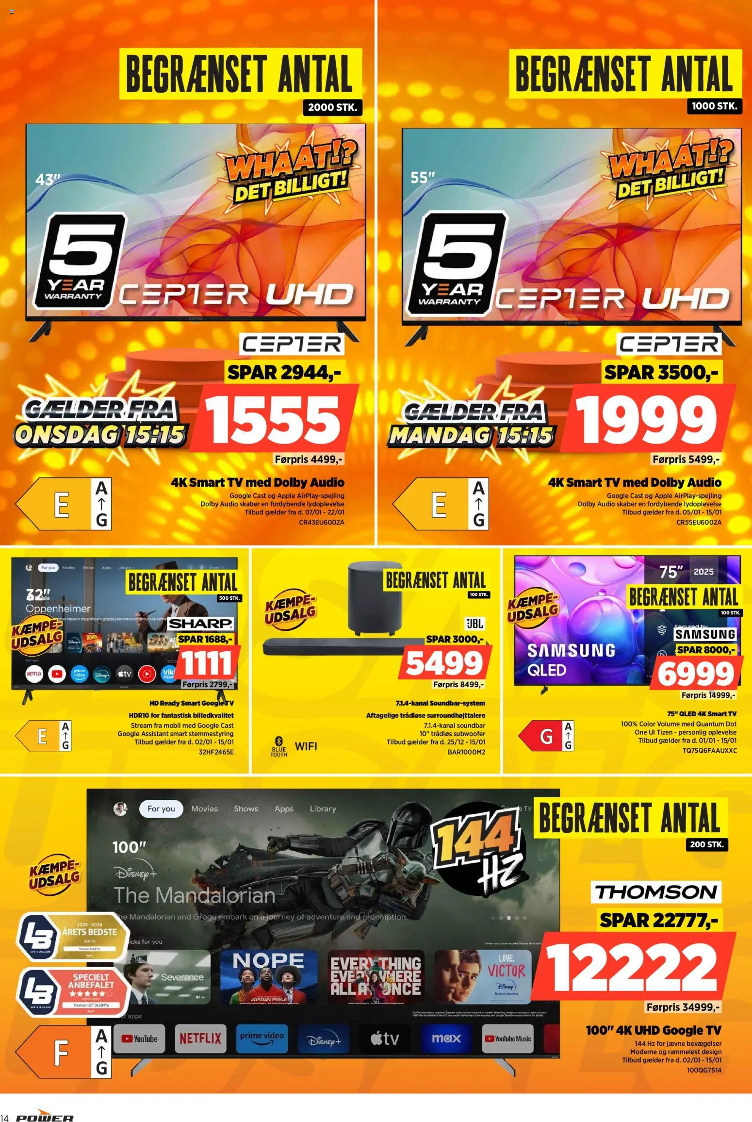 Power tilbudsavis – gyldig fra 02.01.2026 | Side: 14 | Produkter: Soundbar, Smart TV, TV, Video