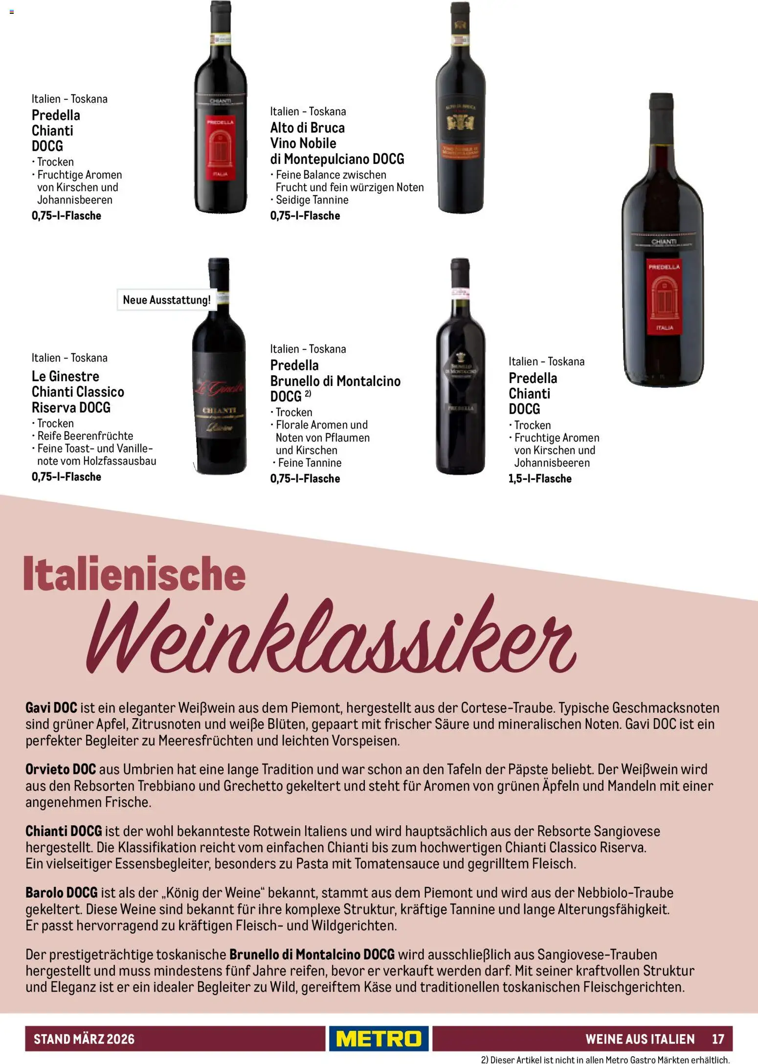 Metro Hauswein-Katalog – gültig ab 03.03.2026 | Seite: 17 | Produkte: Rotwein, Kirschen, Pasta, Fleisch