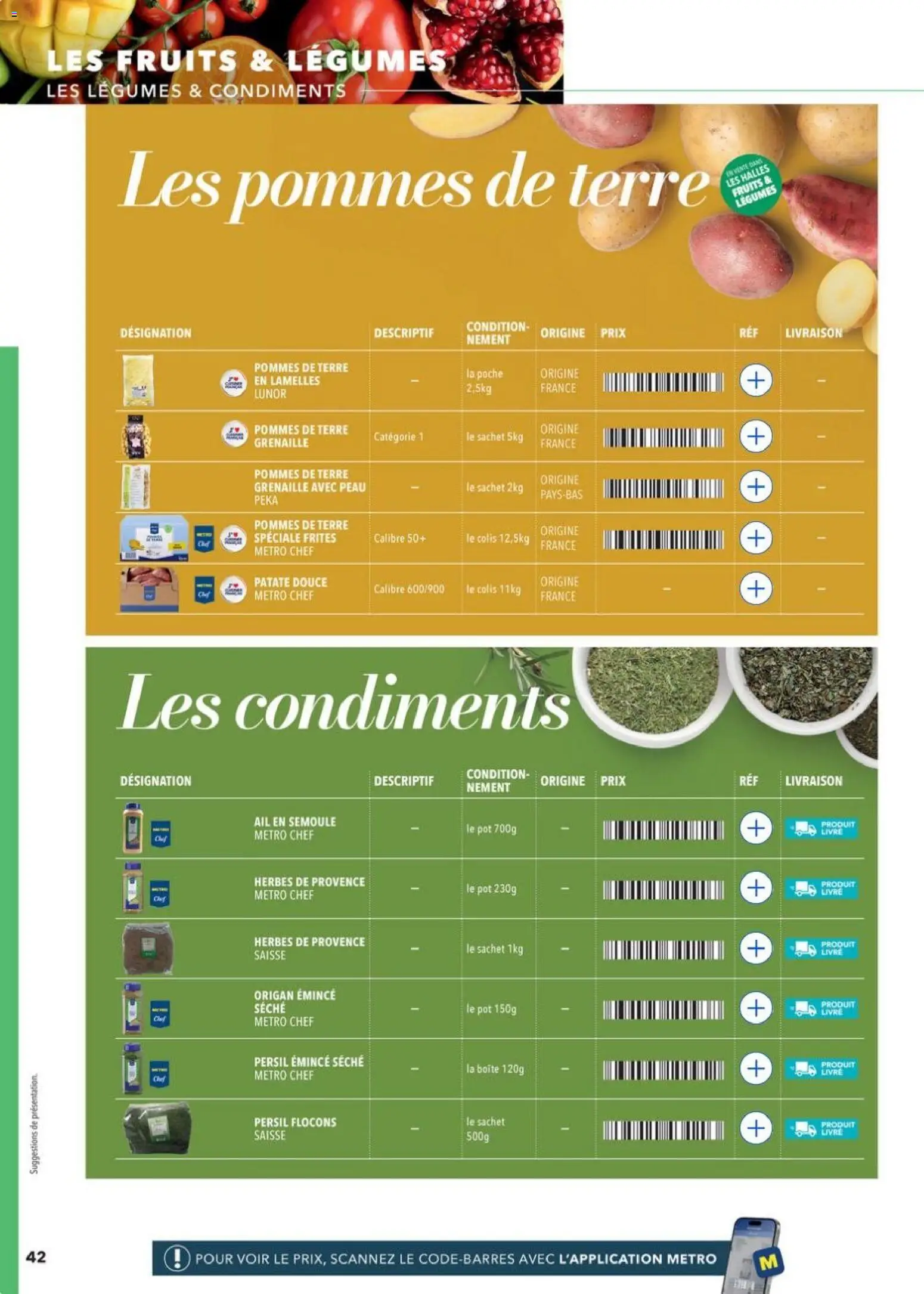 {H1} | Page: 42 | Produits: Origan, Persil, Semoule, Livre