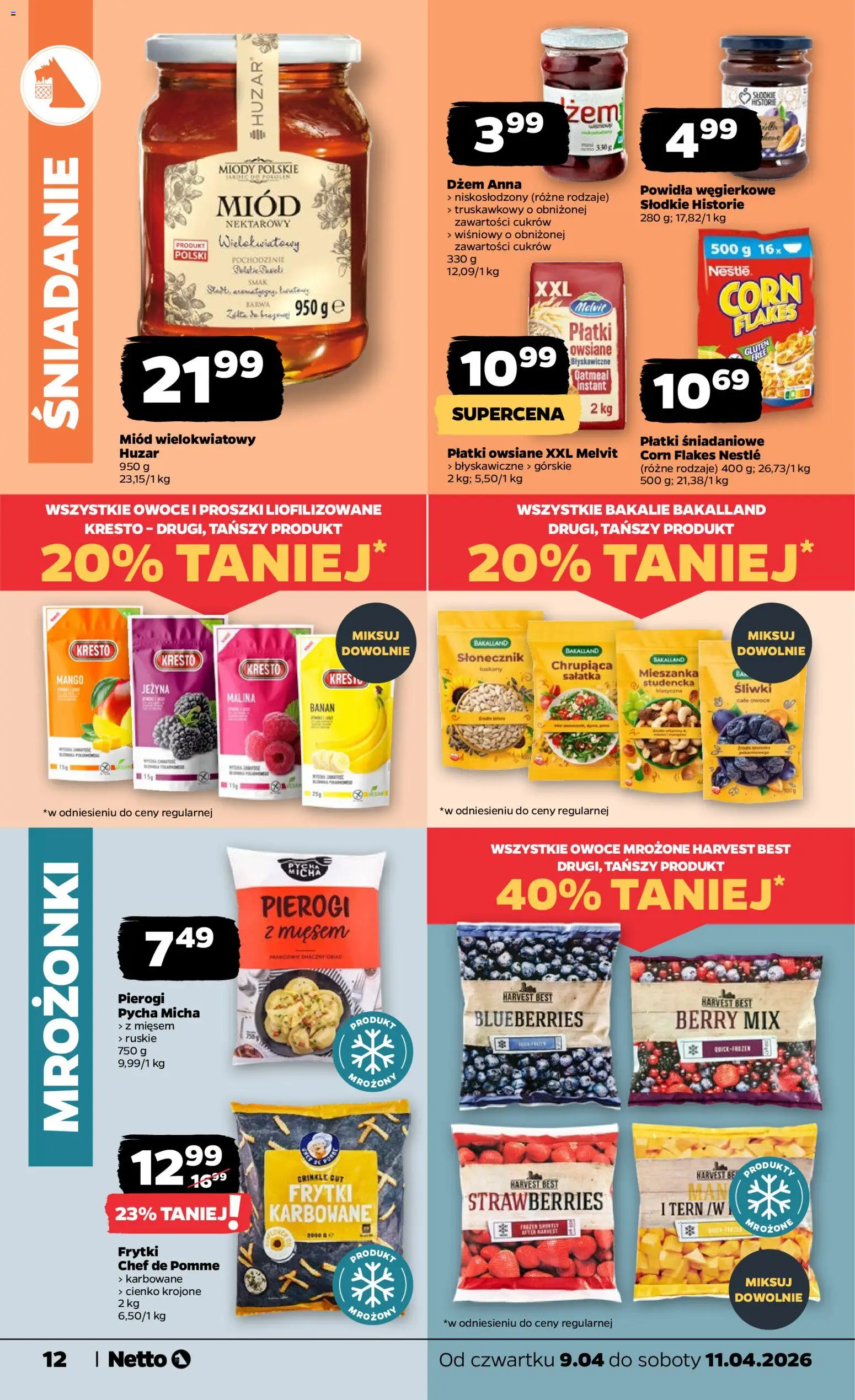Netto gazetka od czwartku spożywcza od 09.04.2026 | Strona: 12 | Produkty: Śliwki, Dżem, Powidła, Banan