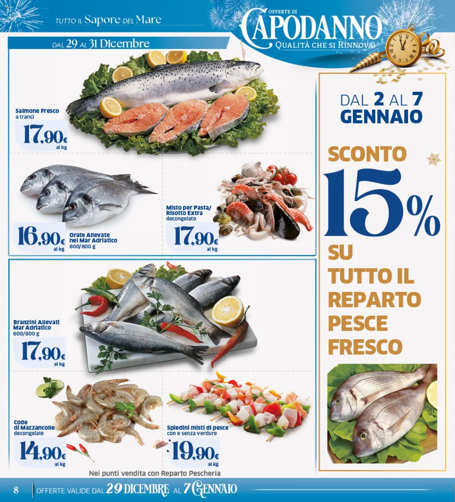 Volantino SIGMA del 29.12.2025 | Pagina: 8 | Prodotti: Salmone, Mazzancolle, Verdure, Spiedini