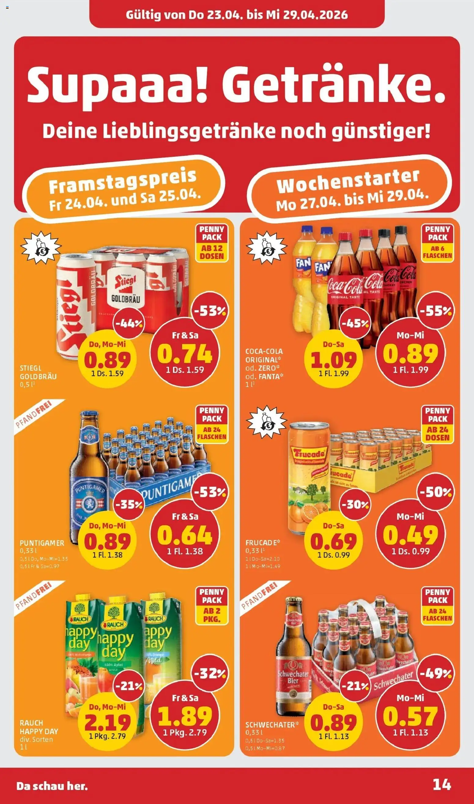 Penny Markt Die ganze Woche sparen gültig ab 23.04.2026 | Seite: 14 | Produkte: Bier