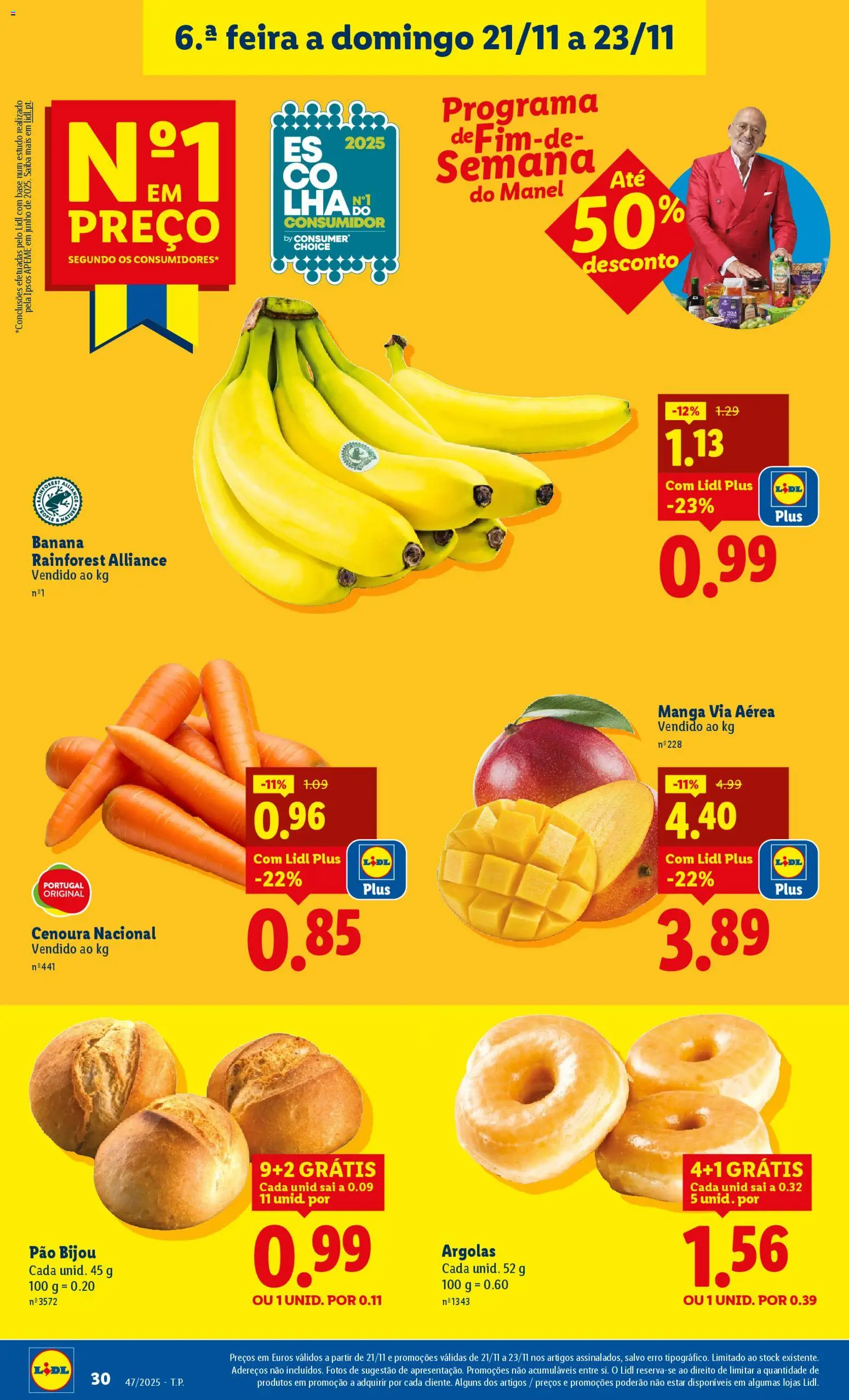 Lidl folheto │ válido de 17.11.2025 | Página: 30 | Produtos: Banana, Base, Pão, Cenoura