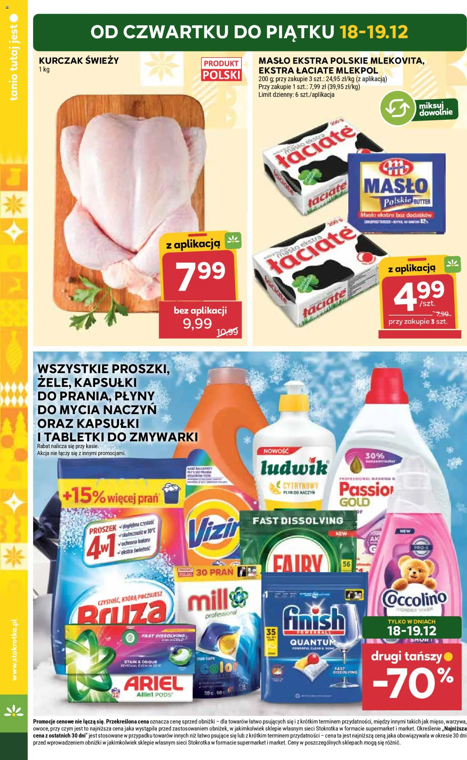 Stokrotka Gazetka od 18.12.2025 | Strona: 4 | Produkty: Kurczak, Masło, Tabletki do zmywarki, Warzywa