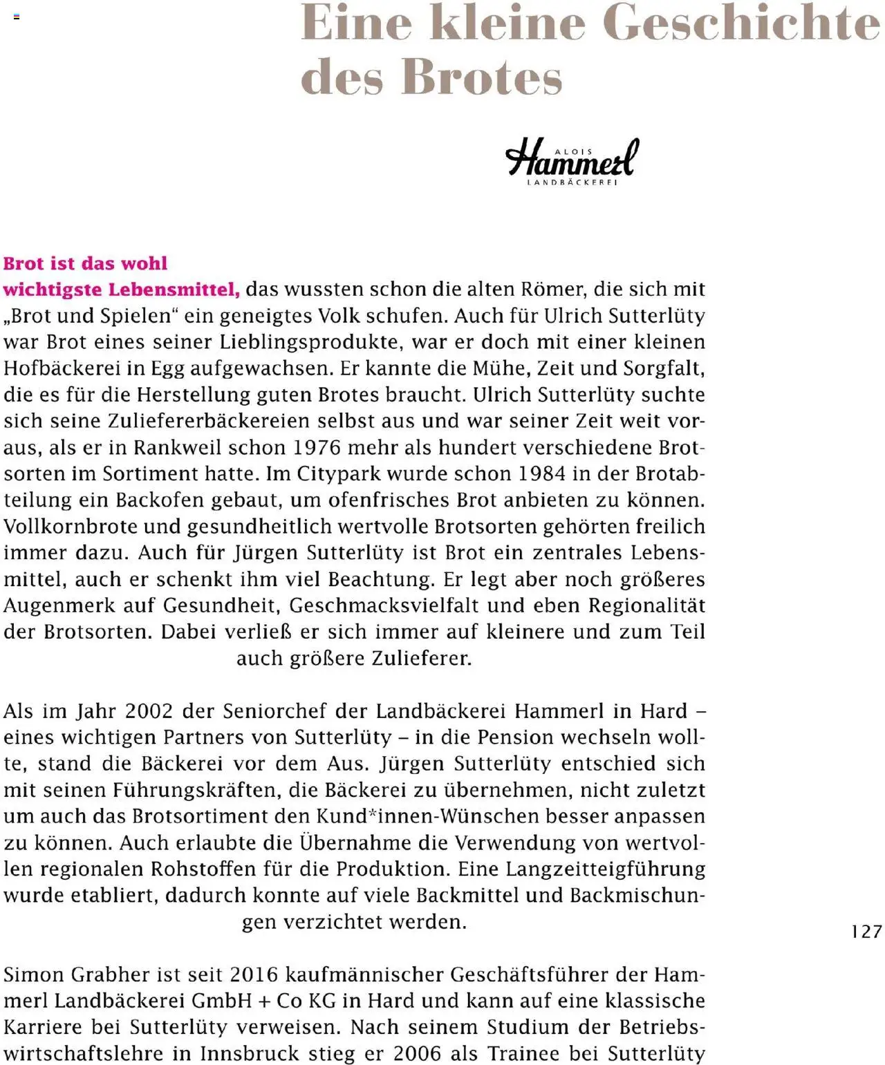 Sutterlüty Unsere Chronik gültig ab 01.08.2025 | Seite: 127 | Produkte: Bäckerei, Brot