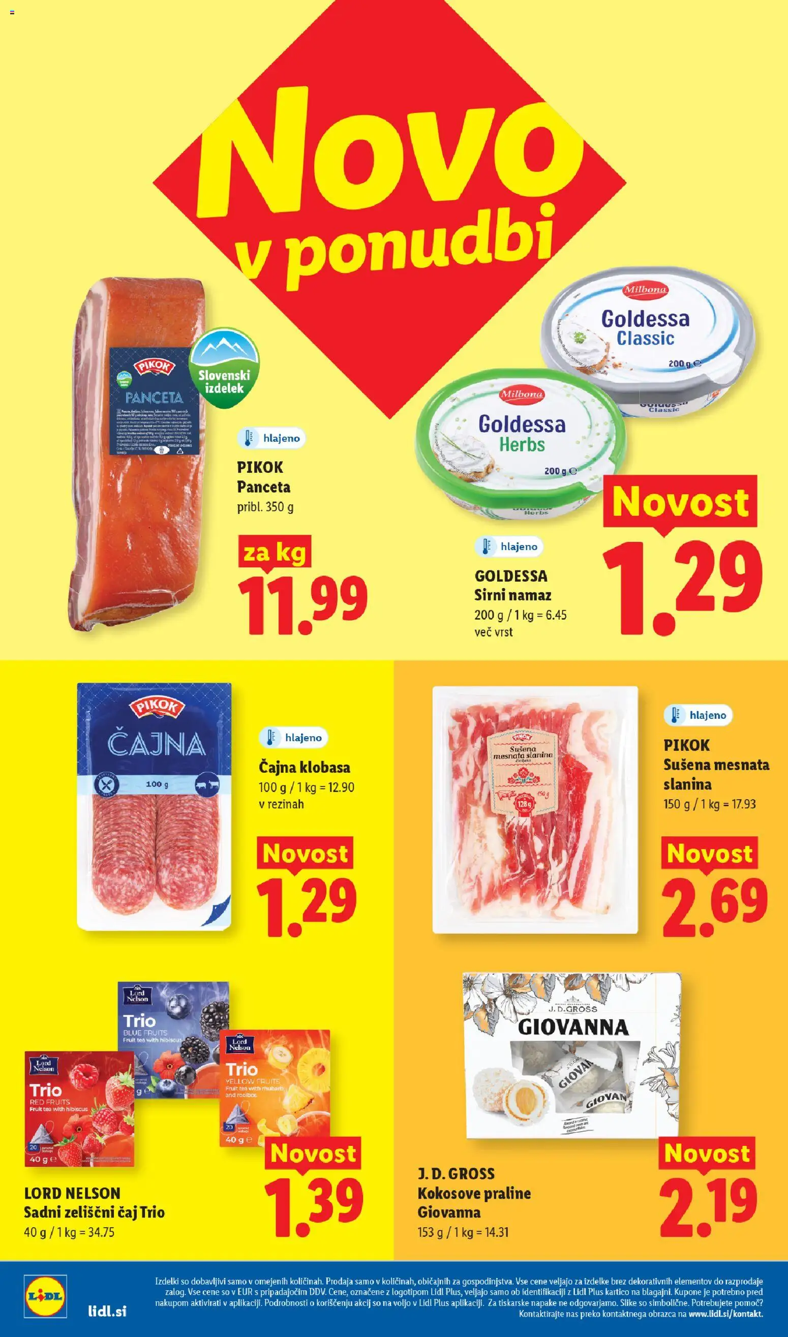 Novi Lidl katalog ponudbe – veljaven od 09.04.2026 | Stran: 16 | Izdelki: Sirni namaz, Panceta, Slanina, Caj