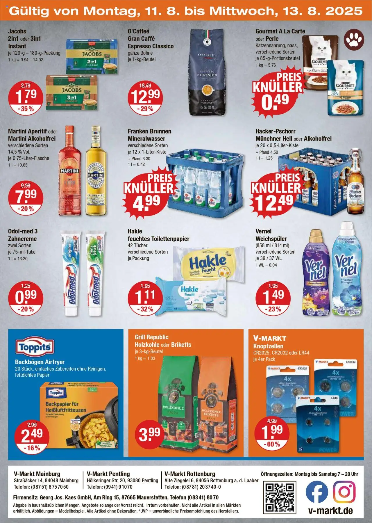 V-Markt - Oberpfalz - gültig ab dem 07.08.2025 | Seite: 20 | Produkte: Mineralwasser, Uhr, Vernel, Feuchtes Toilettenpapier