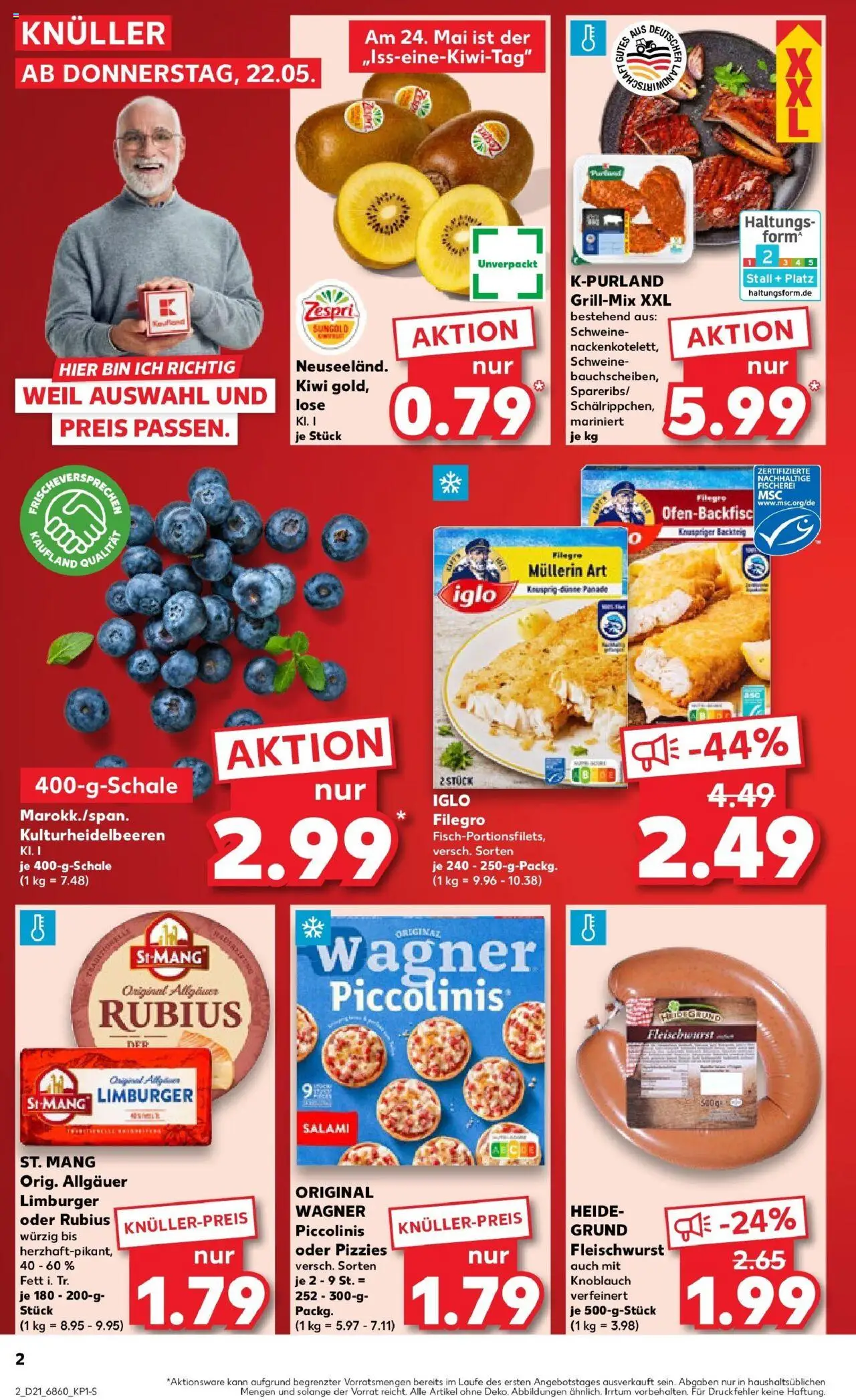 Kaufland prospekt Bad Kreuznach	 - gültig ab dem 22.05.2025 | Seite: 2 | Produkte: Iglo, Knoblauch, Pizza, Kiwi