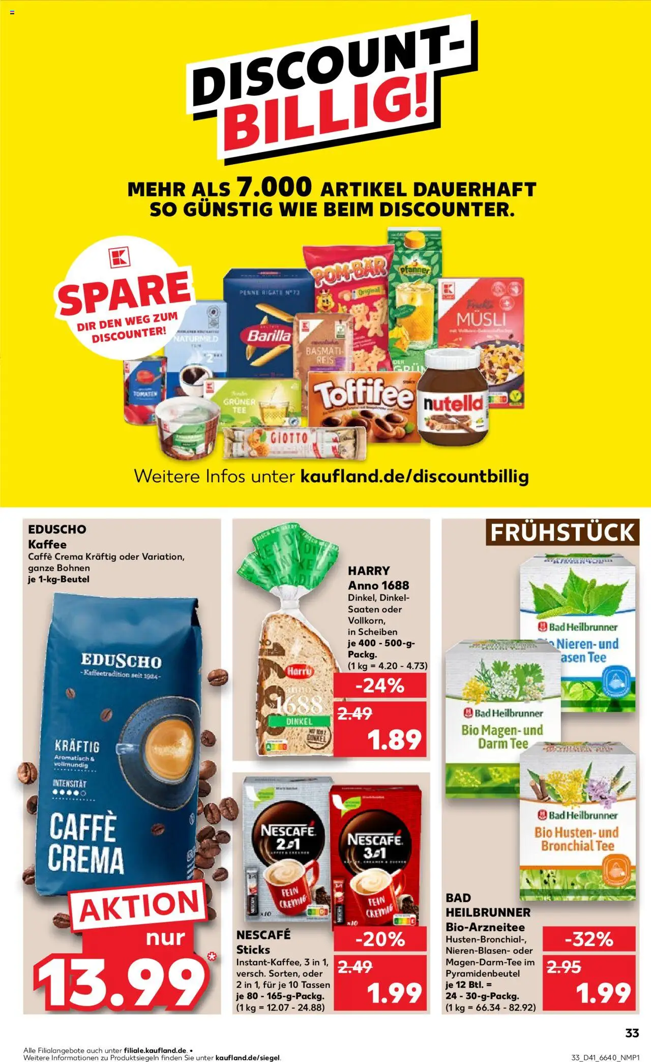 Kaufland Prospekt 	 – gültig ab 09.10.2025 | Seite: 33 | Produkte: Kaffee, Nutella, Toffifee, Tee
