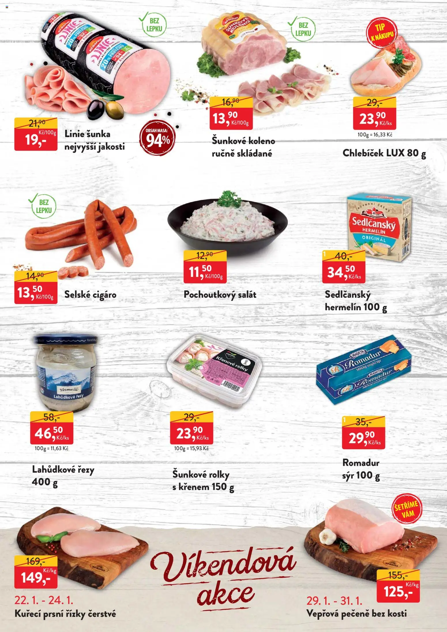 MP Krásno leták od 19.01.2026 | Strana: 4 | Produkty: Vepřová pečeně, Sýr, Salát, Hermelín