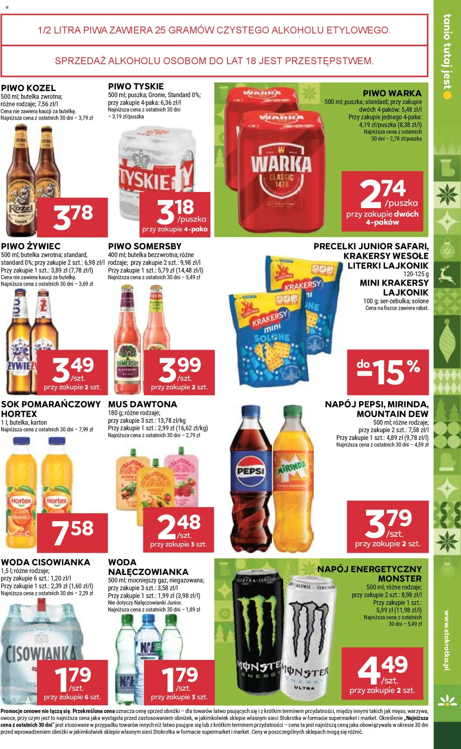 Stokrotka Gazetka - Market od 04.12.2025 | Strona: 25 | Produkty: Sok pomarańczowy, Piwo Somersby, Piwo, Woda