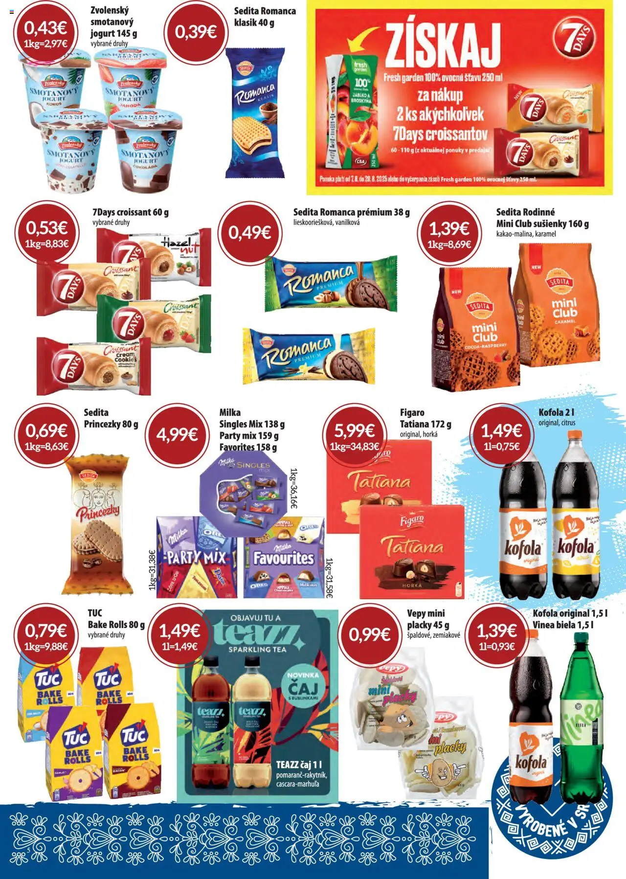 CBA Komfos Leták │ platný od 07.08.2025 | Strana: 5 | Produkty: Jogurt, Croissant, Čaj, Milka